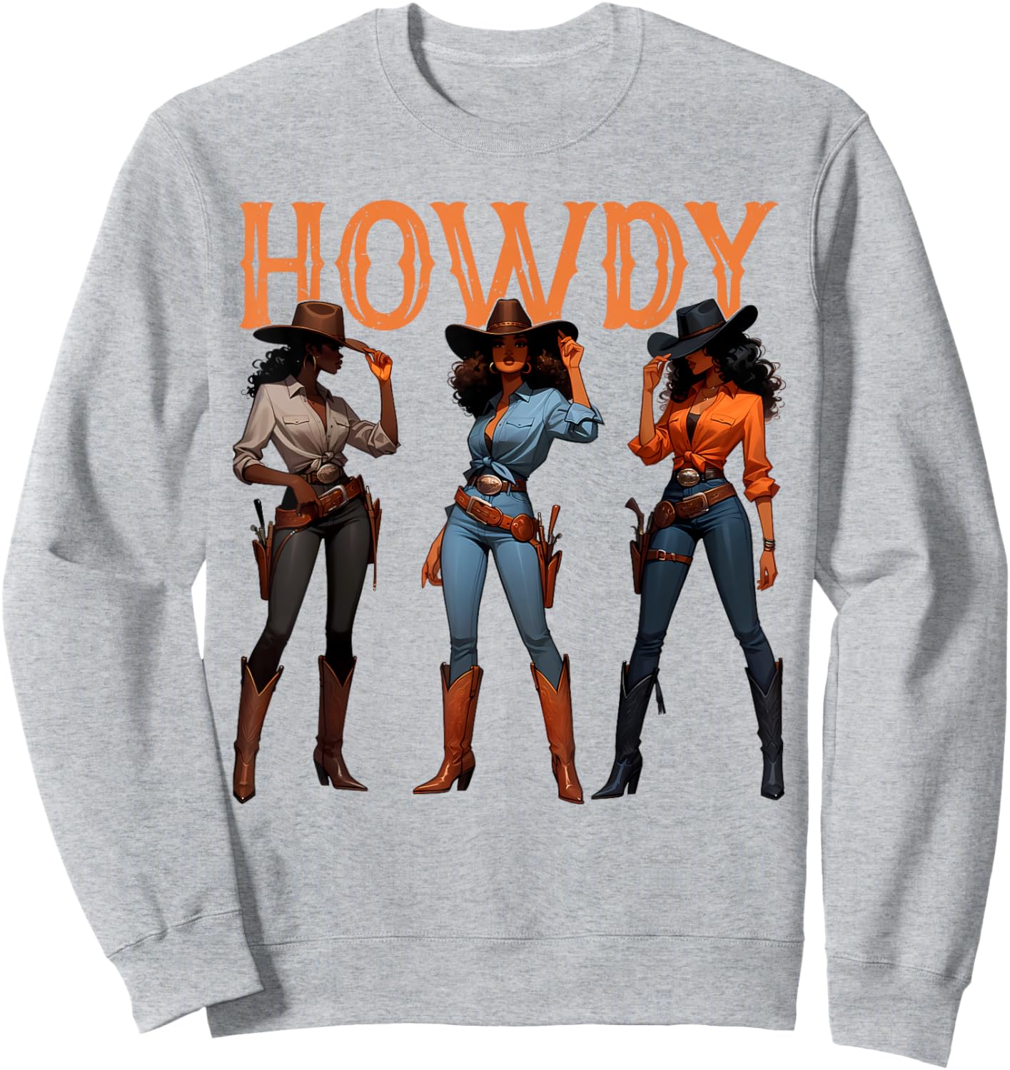 Black Cowgirl Western Rodeo Melanin History Howdy Sweatshirt - Sweatshirt | Ash