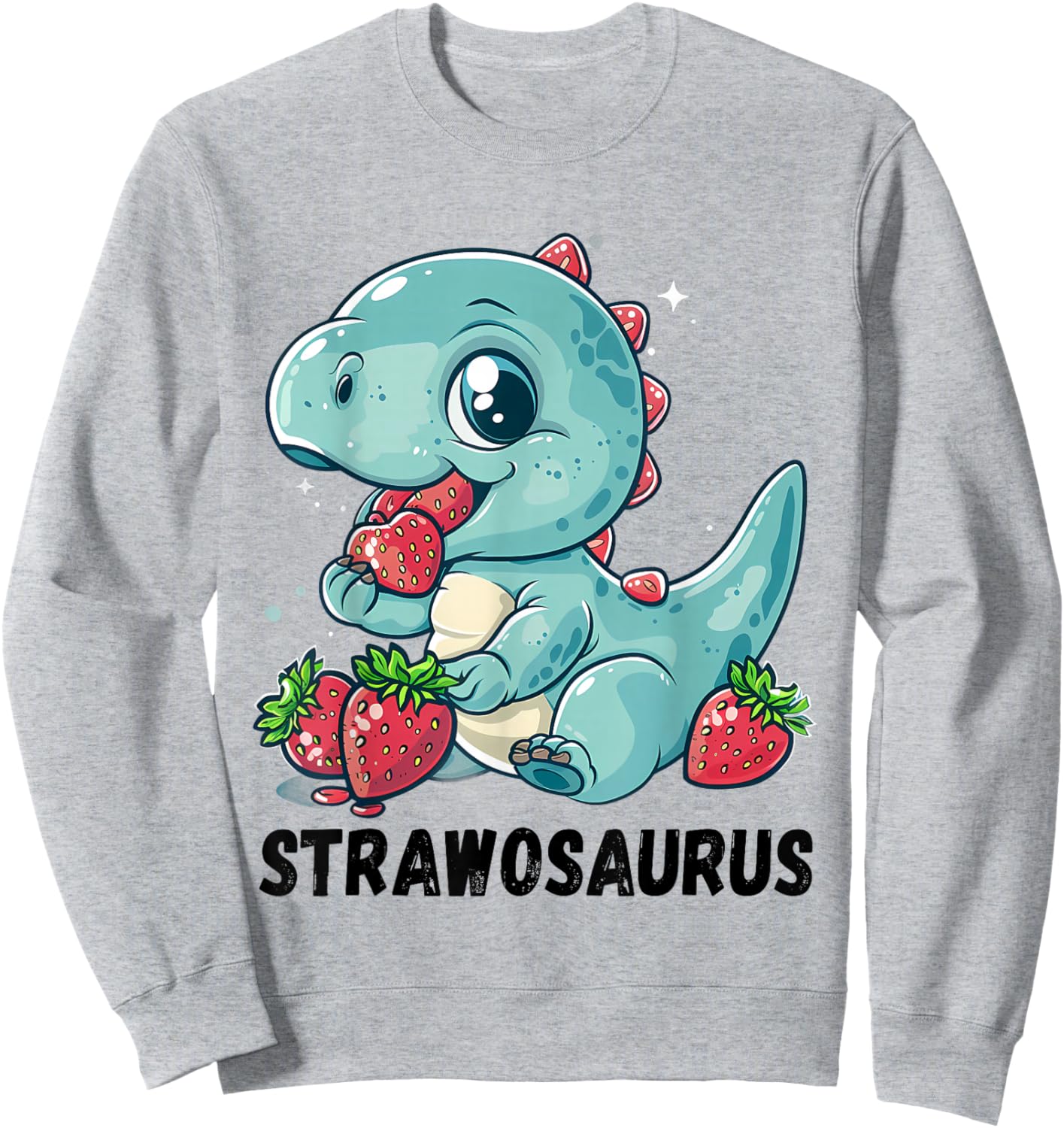 Strawberry Dinosaur Cute Dino Strawberries T-Rex Drawing Sweatshirt - Sweatshirt | Ash