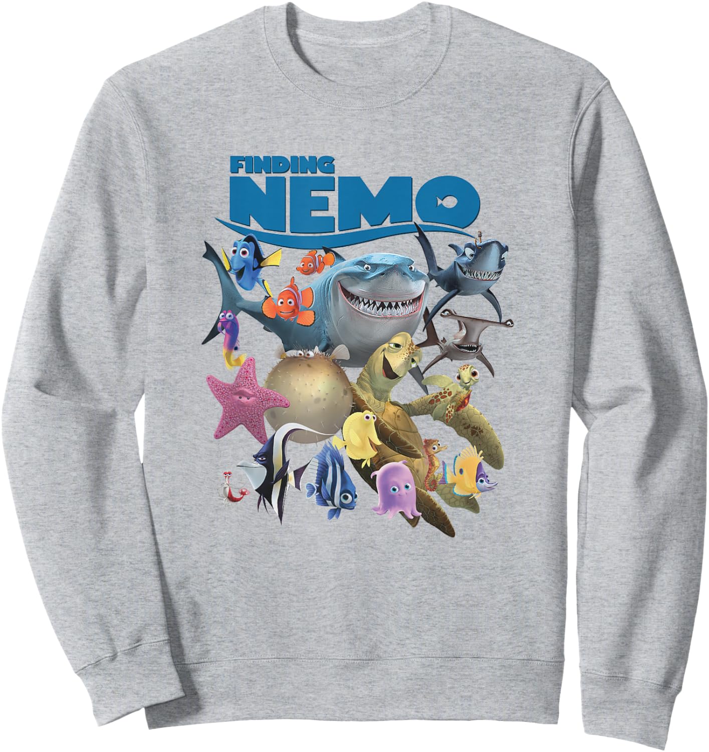 Disney Pixar Finding Nemo Iconic Characters Group Shot Logo Sweatshirt - Sweatshirt | Ash