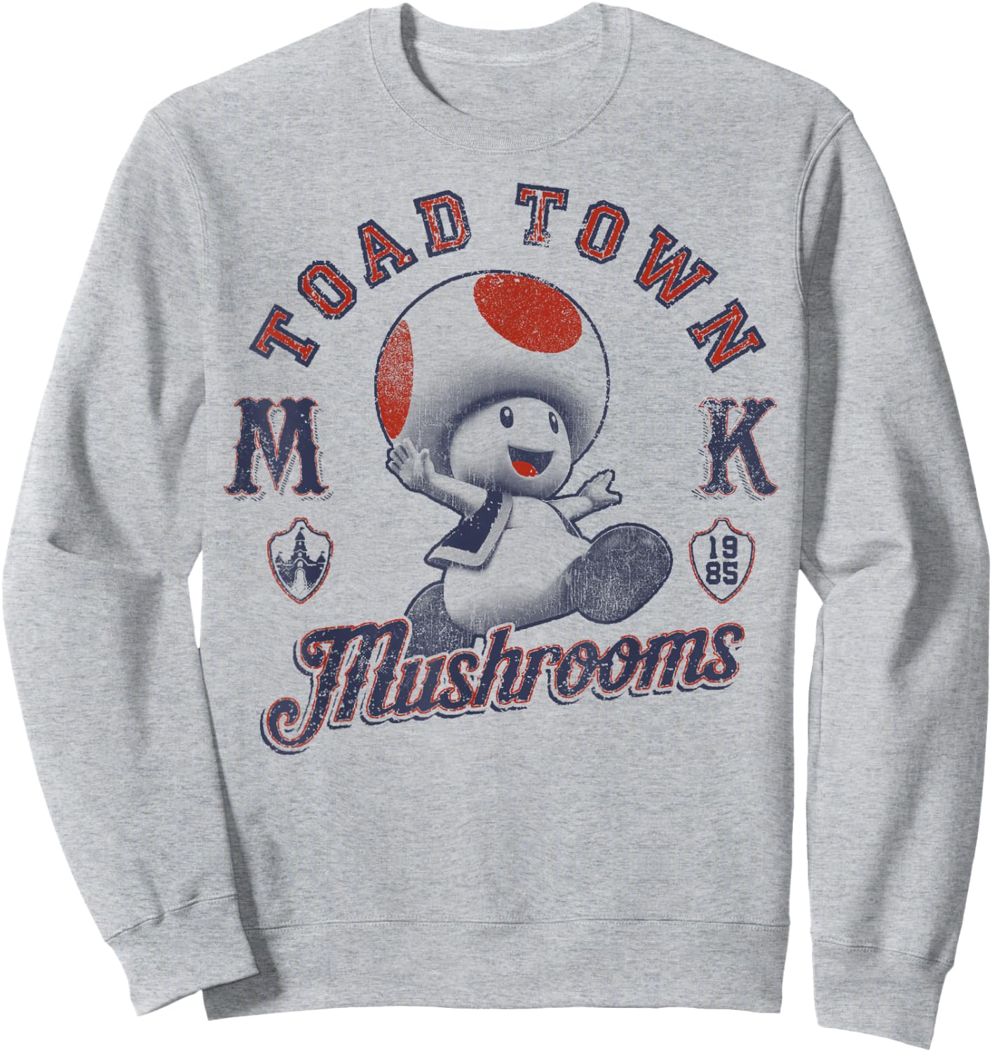 Super Mario Toad Town Mushrooms Sweatshirt - Sweatshirt | Ash