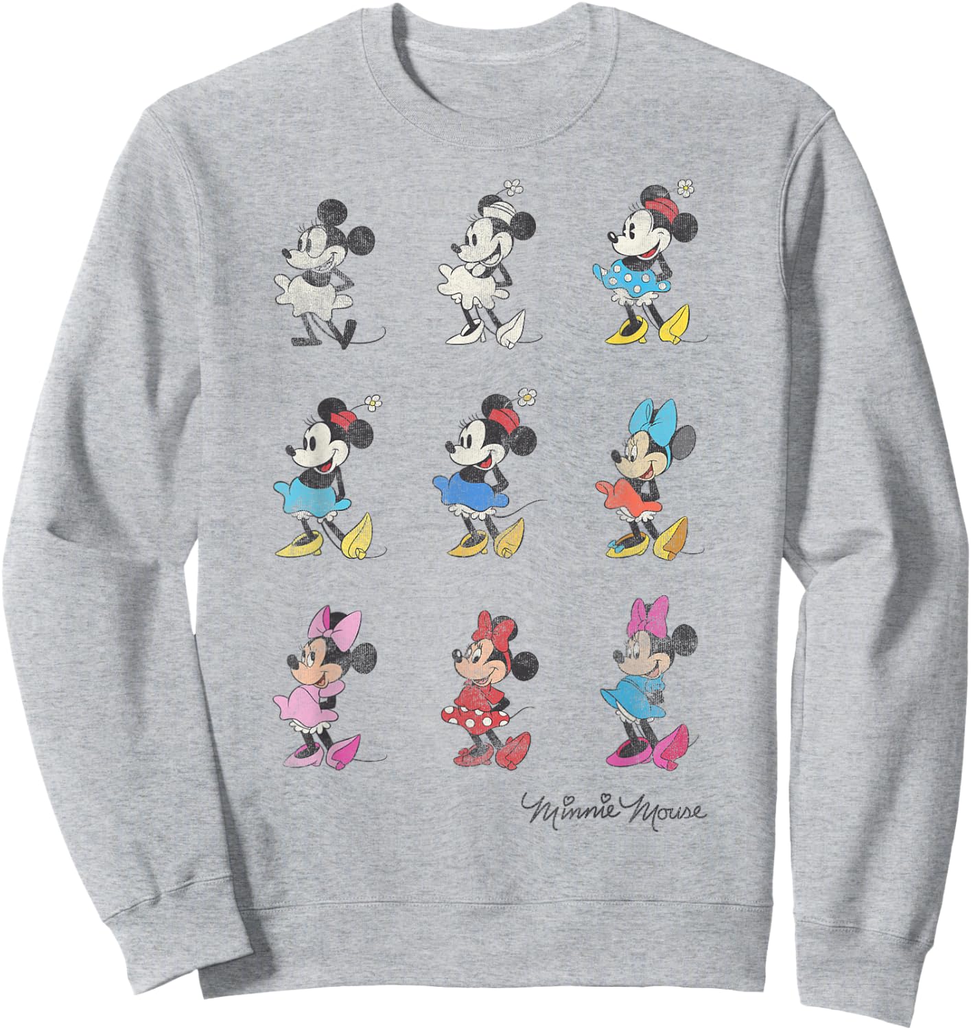 Disney Mickey And Friends Minnie Mouse Through The Years Short Sleeve ,Small Sweatshirt - Sweatshirt | Ash