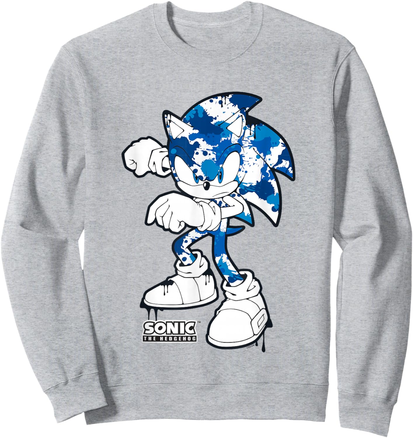Sonic The Hedgehog Dripping Paint Urban Style Portrait Sweatshirt - Sweatshirt | Ash