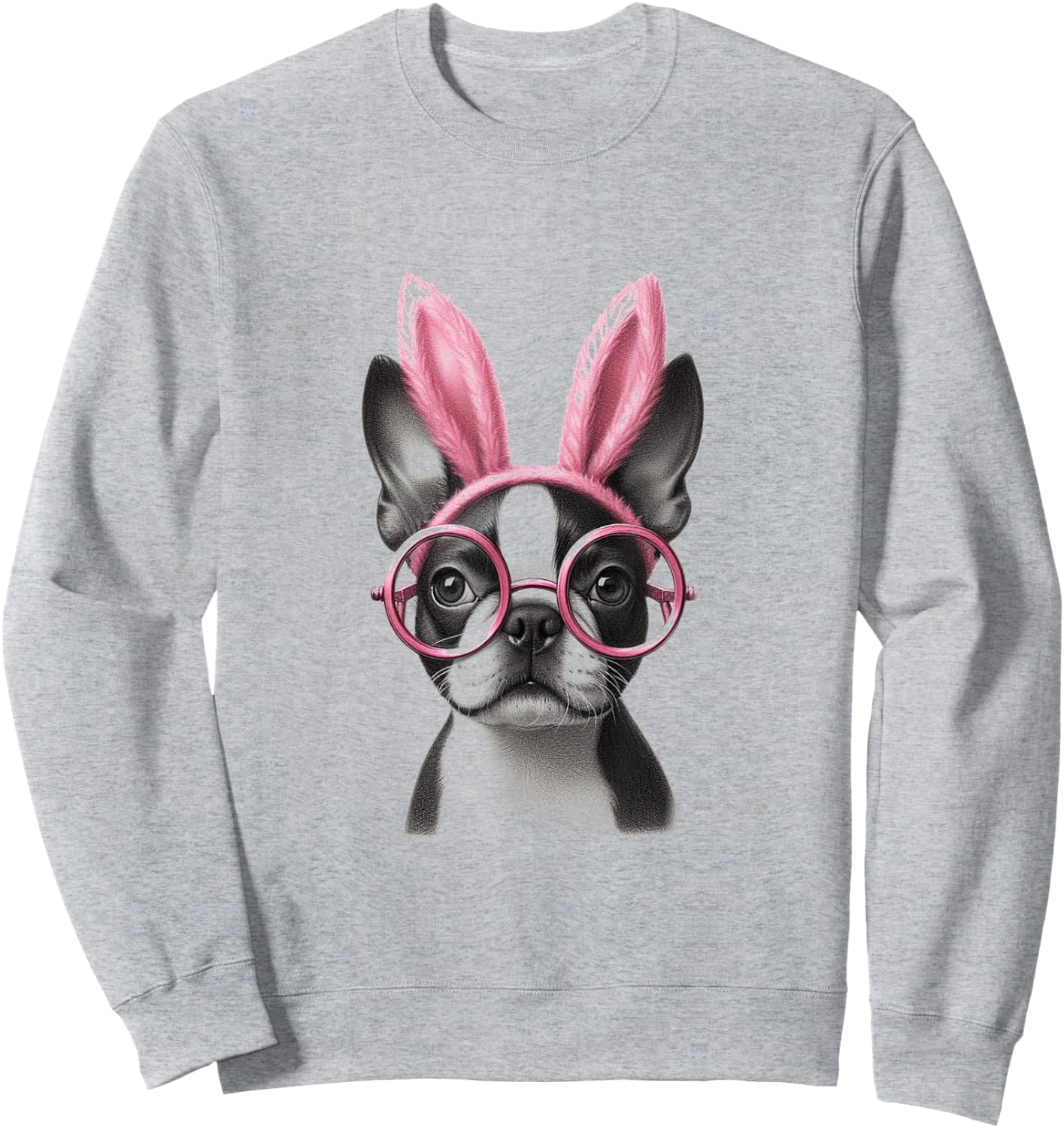 Easter Boston Terrier Rabbit Bunny Ears Women Men Kids Sweatshirt - Sweatshirt | Ash