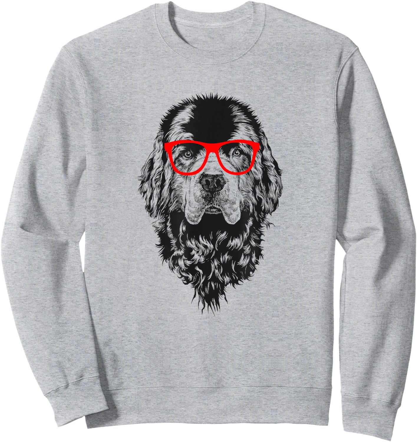 Newfie in Red Glasses Nerd Newfoundland Dog Sweatshirt - Sweatshirt | Ash
