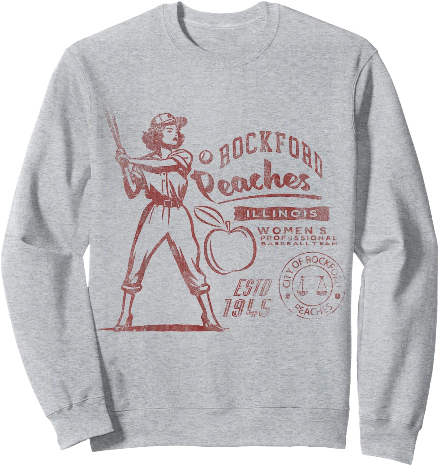 Rockford Peaches women's baseball team 1945 Sweatshirt - Sweatshirt | Ash