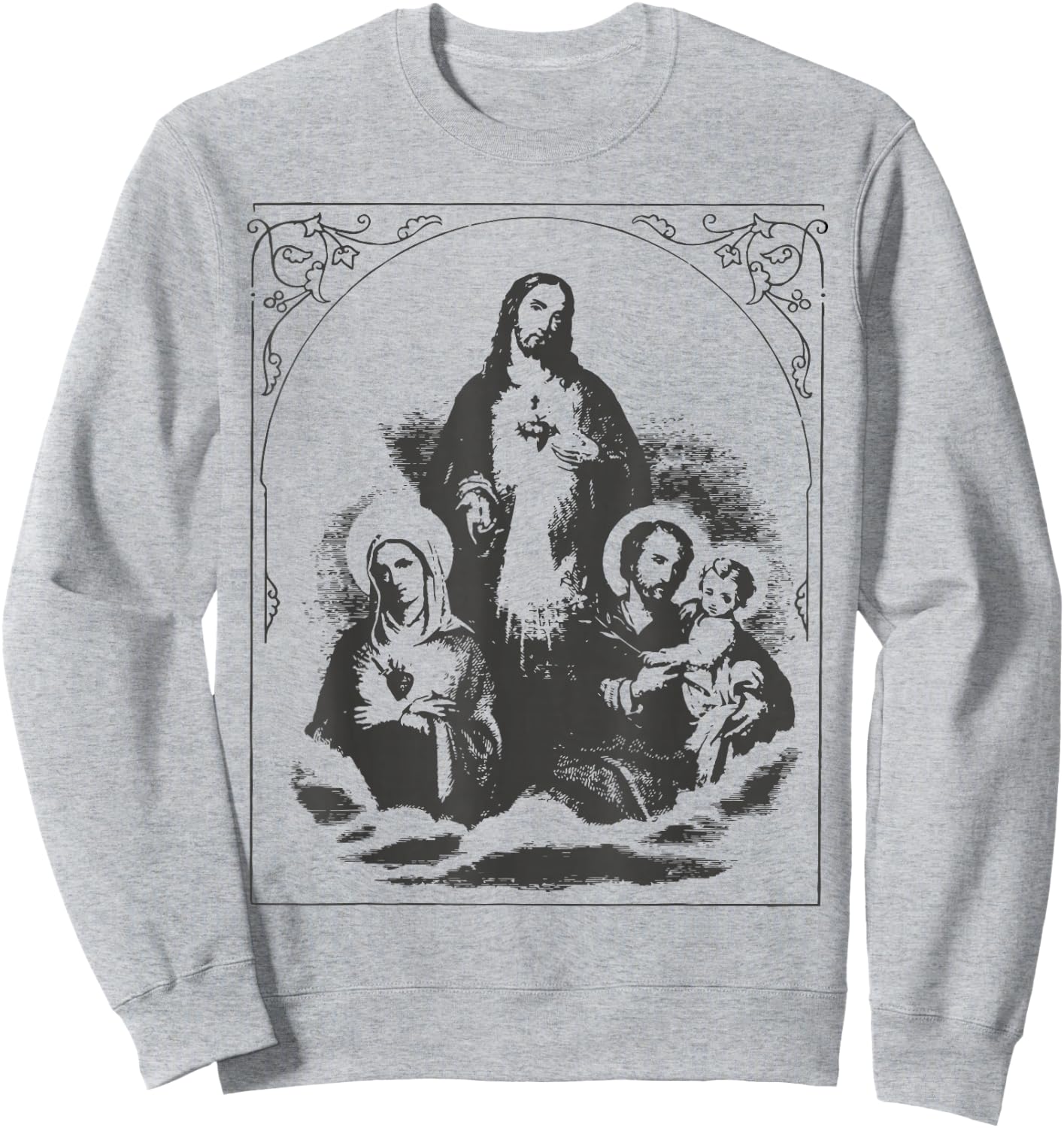 Holy Image Catholic Sagrada Family Familia Joseph Mary Jesus Sweatshirt - Sweatshirt | Ash