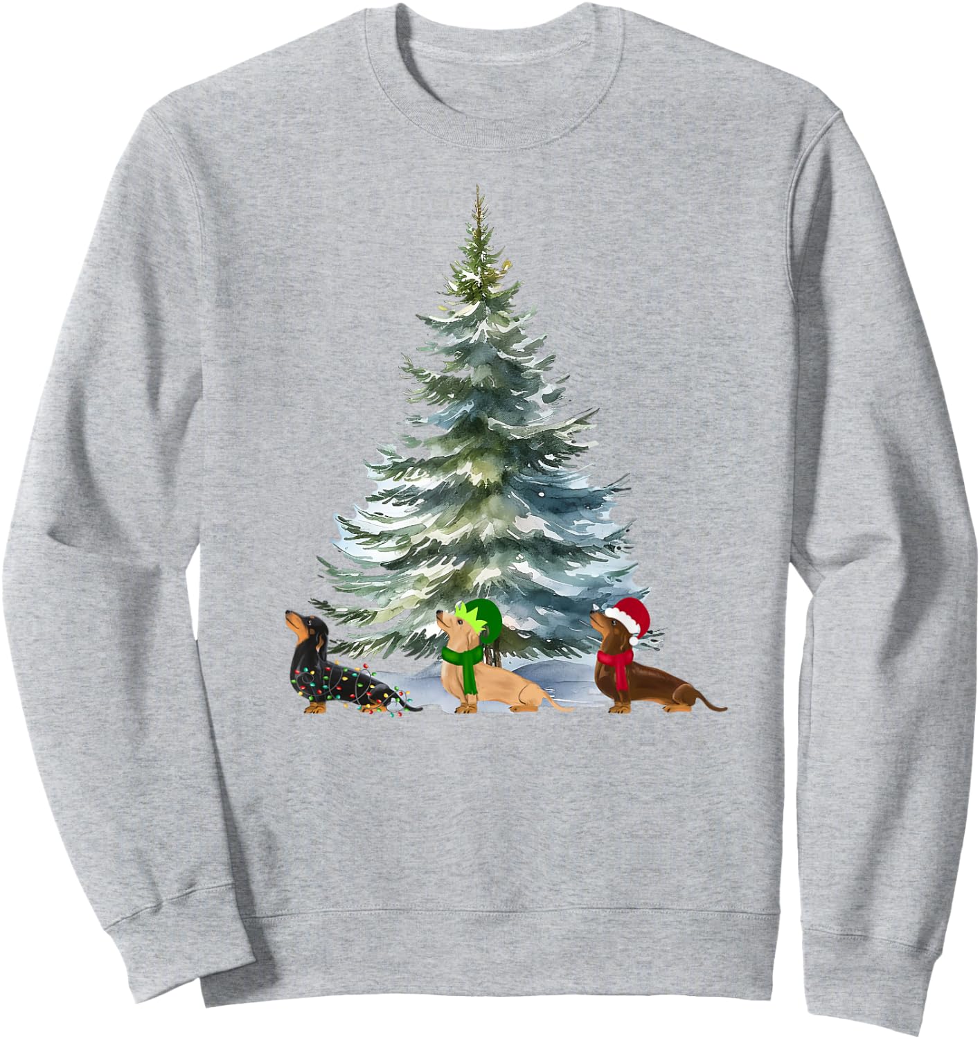 Dachshund Christmas Tree Holiday Funny Wiener Dog Lover Gift Sweatshirt - Sweatshirt | Ash