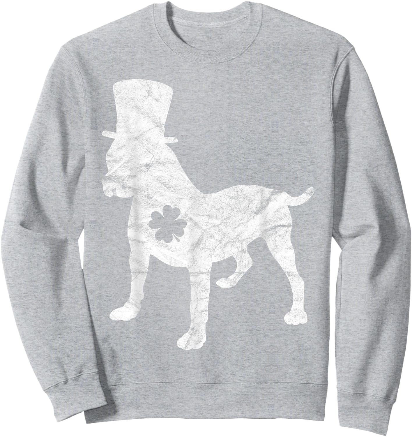 Retro Pitbull Hat Gift Irish Shamrock Dog St Patrick's Day Sweatshirt - Sweatshirt | Ash