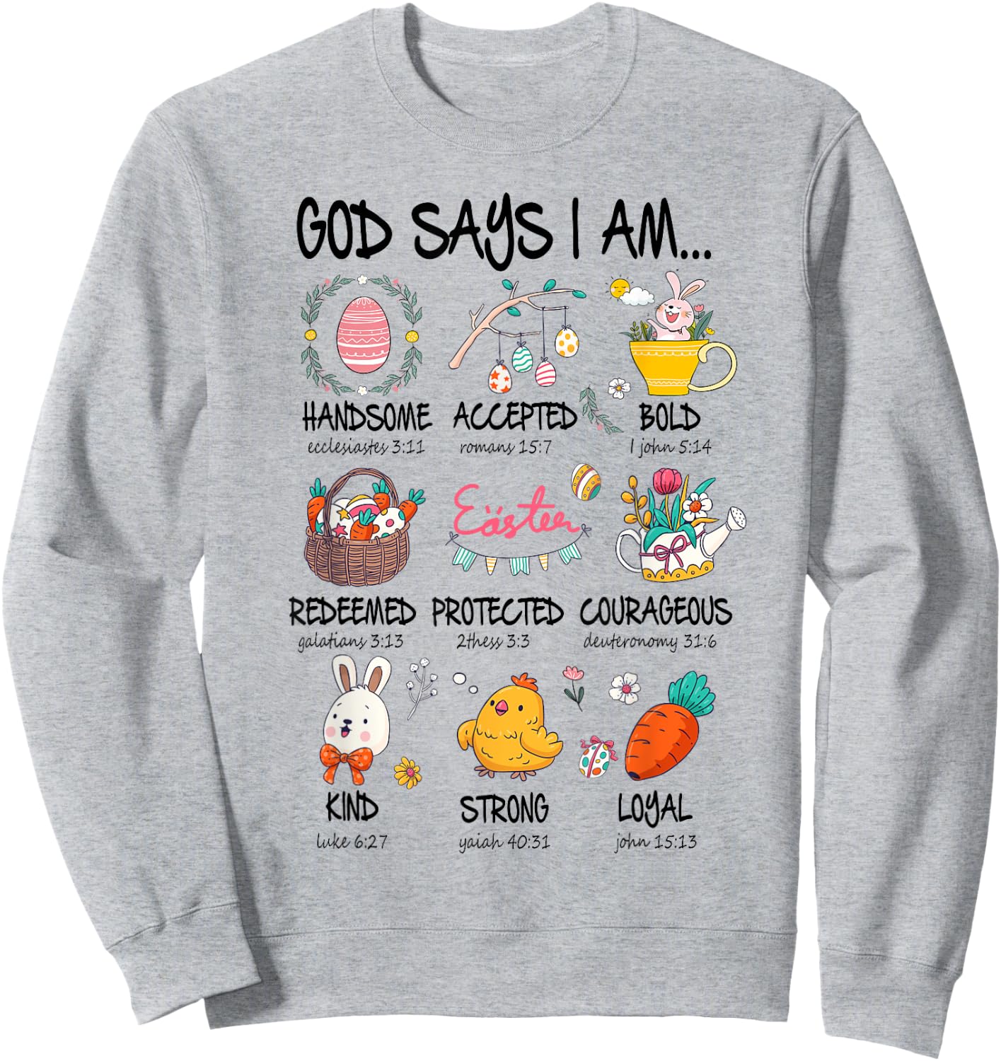 Cute God Says I Am Christian Jesus Happy Easter Day Girl Kid Sweatshirt - Sweatshirt | Ash