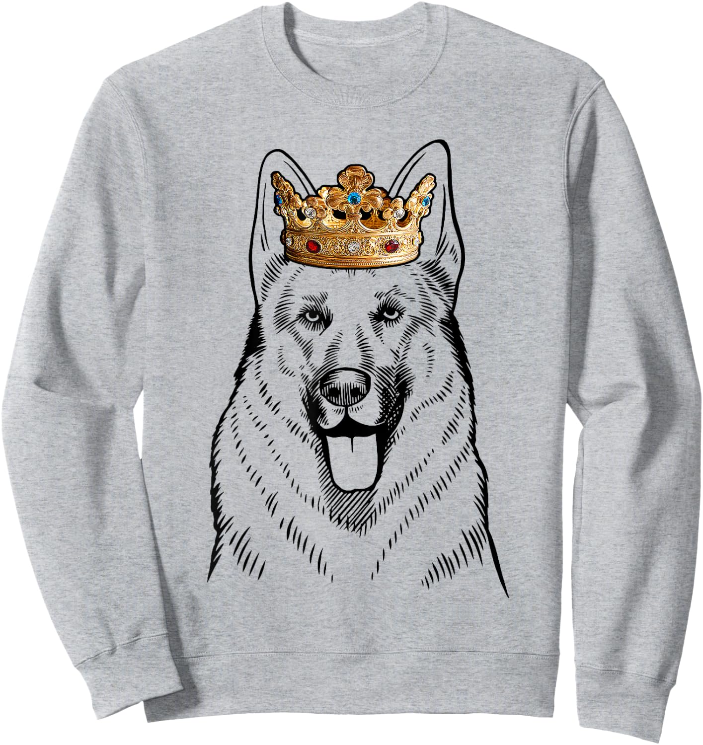 German Shepherd Dog Wearing Crown Sweatshirt - Sweatshirt | Ash