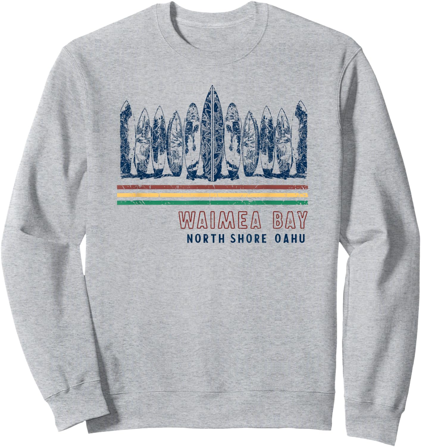 Hawaii North Shore Oahu Waimea Bay Retro Surfing Sweatshirt - Sweatshirt | Ash