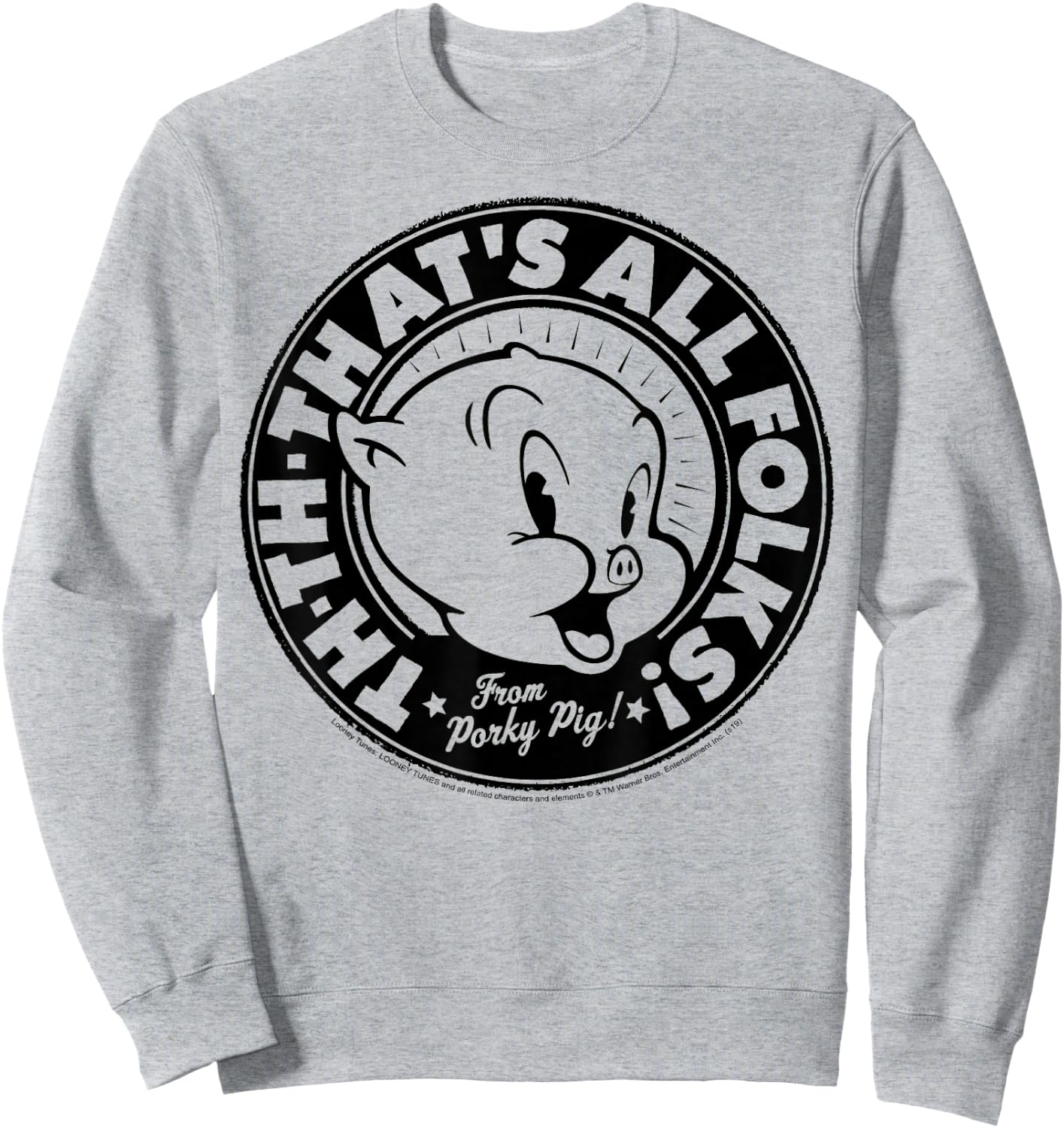Looney Tunes Porky Pig Th-Th-That's All Folks Sweatshirt - Sweatshirt | Ash