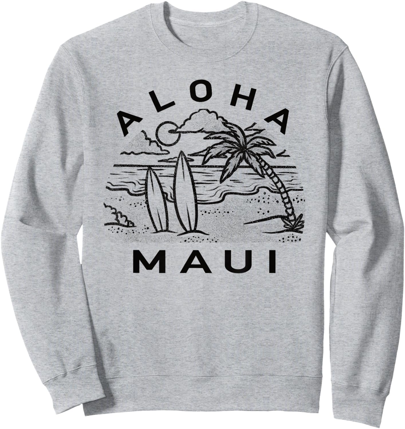 Aloha Maui Hawaii Hawaiian Island Palm Tree Surfboard Beach Men Women Kids Sweatshirt - Sweatshirt | Ash