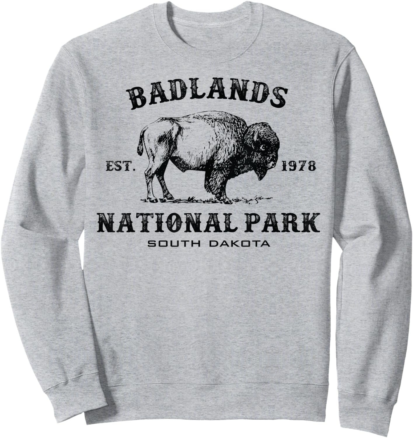 Badlands National Park South Dakota American Bison Souvenir Sweatshirt - Sweatshirt | Ash