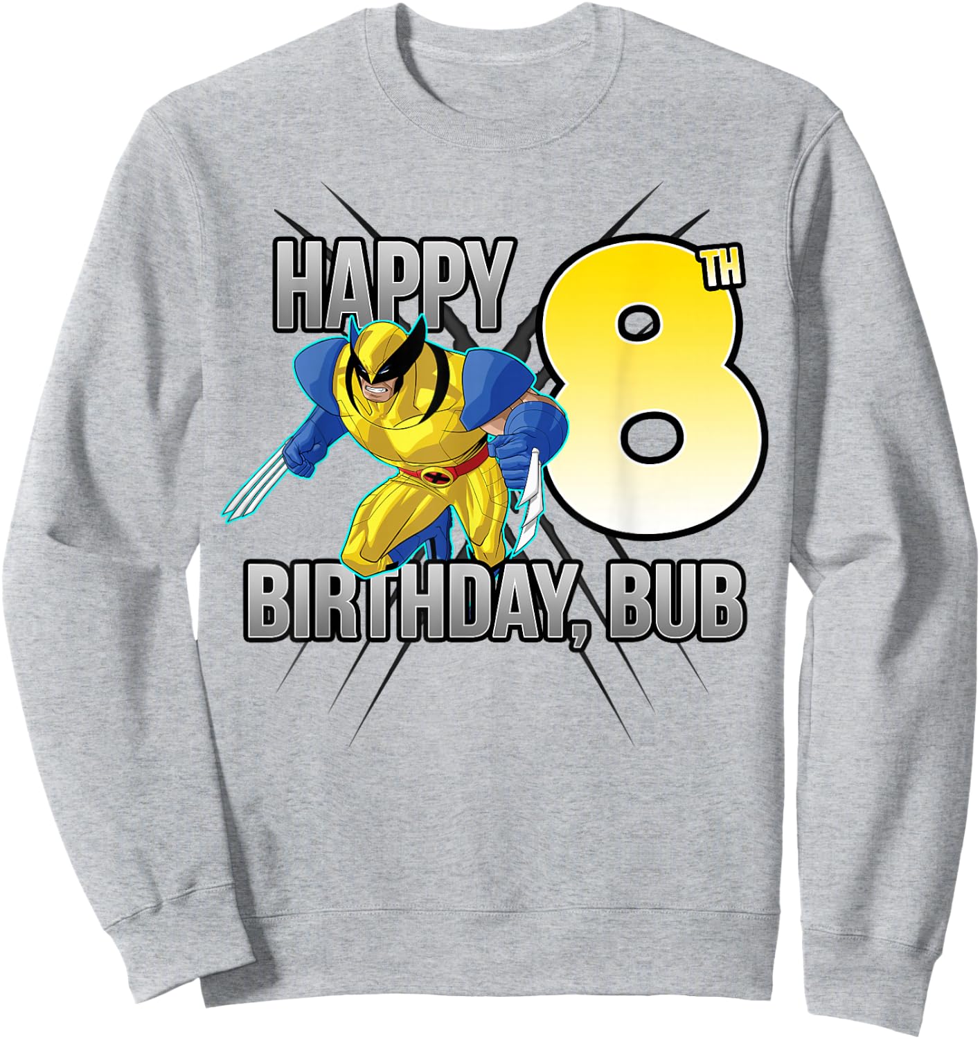 Marvel X-Men Wolverine Happy 8th Birthday Bub Sweatshirt - Sweatshirt | Ash
