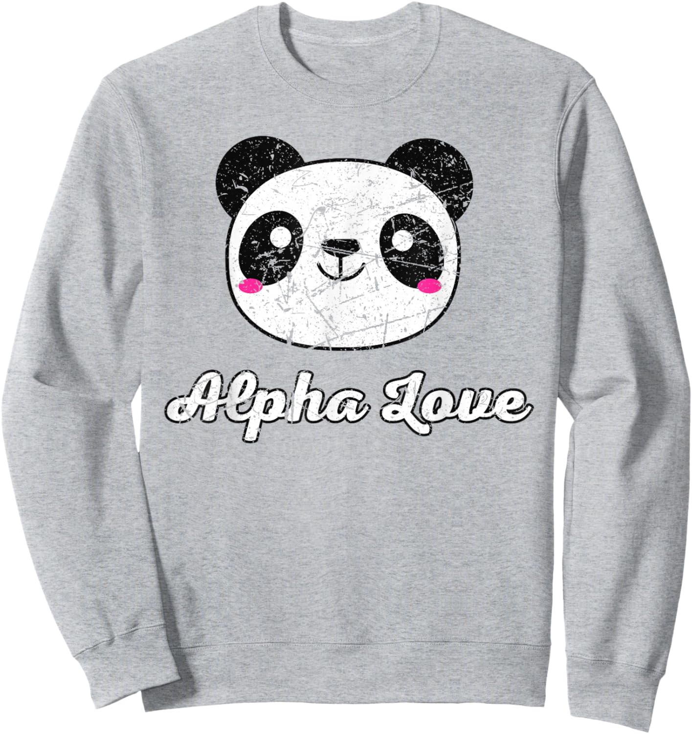 Alpha Love AOII Panda Bear Cute Kawaii O Pi Distressed Sweatshirt - Sweatshirt | Ash