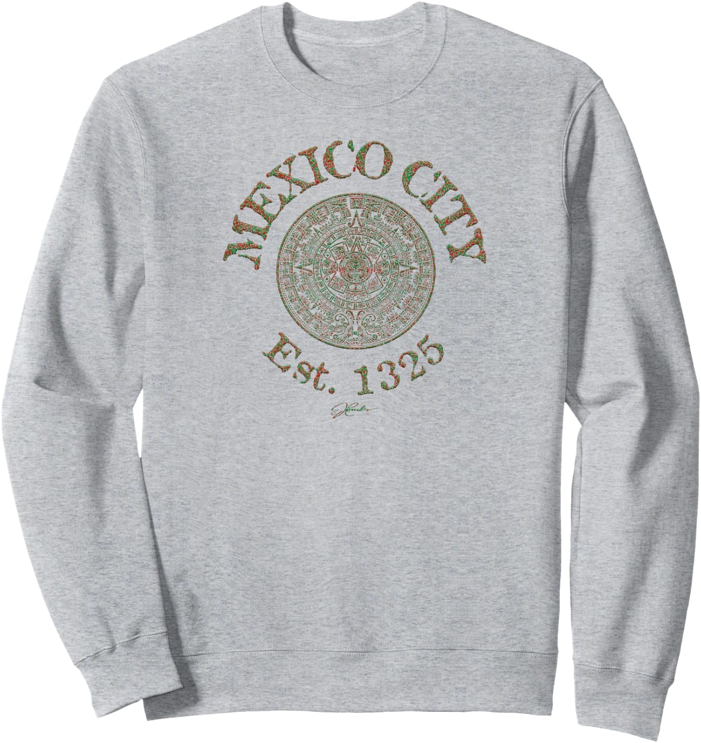 JCombs: Mexico City, Est. 1325, with Aztec Calendar Sweatshirt - Sweatshirt | Ash