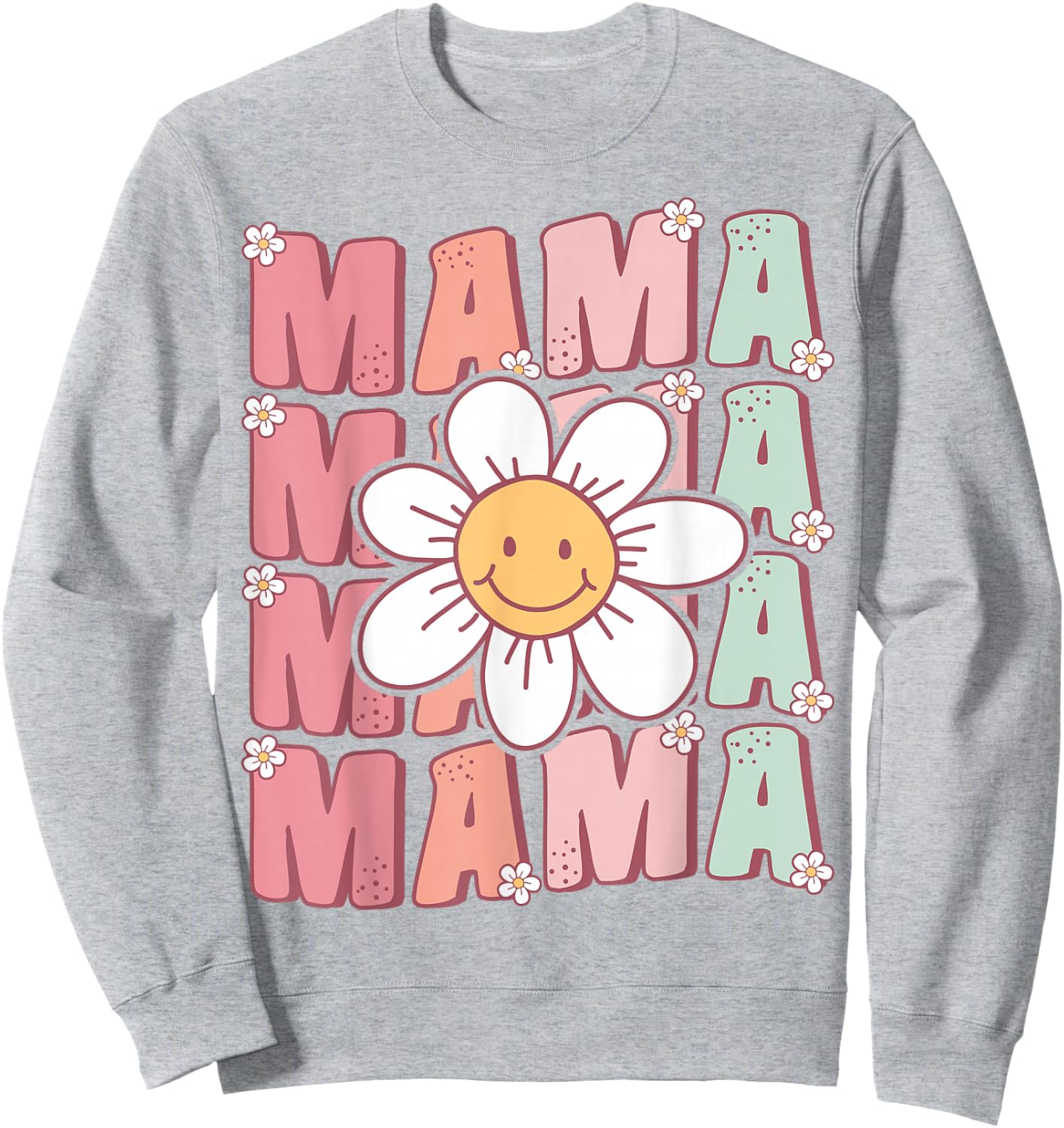 Cute Groovy Mama Matching Family Birthday Party Daisy Flower Sweatshirt - Sweatshirt | Ash
