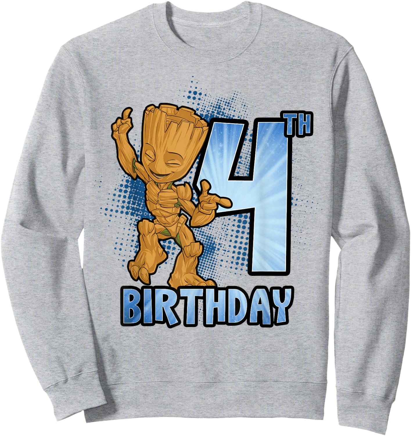 Marvel Guardians of The Galaxy Baby Groot 4th Birthday Sweatshirt - Sweatshirt | Ash
