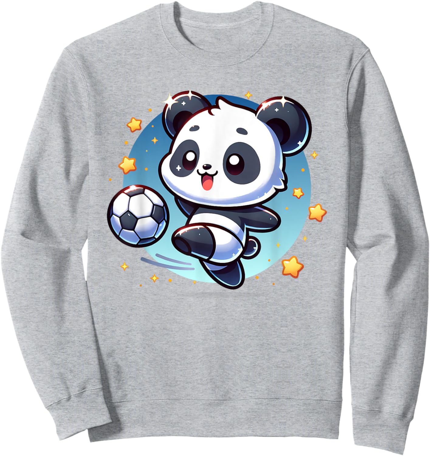 Panda Soccer Player Kicking Soccer Ball Cute Girls Graphic Sweatshirt - Sweatshirt | Ash