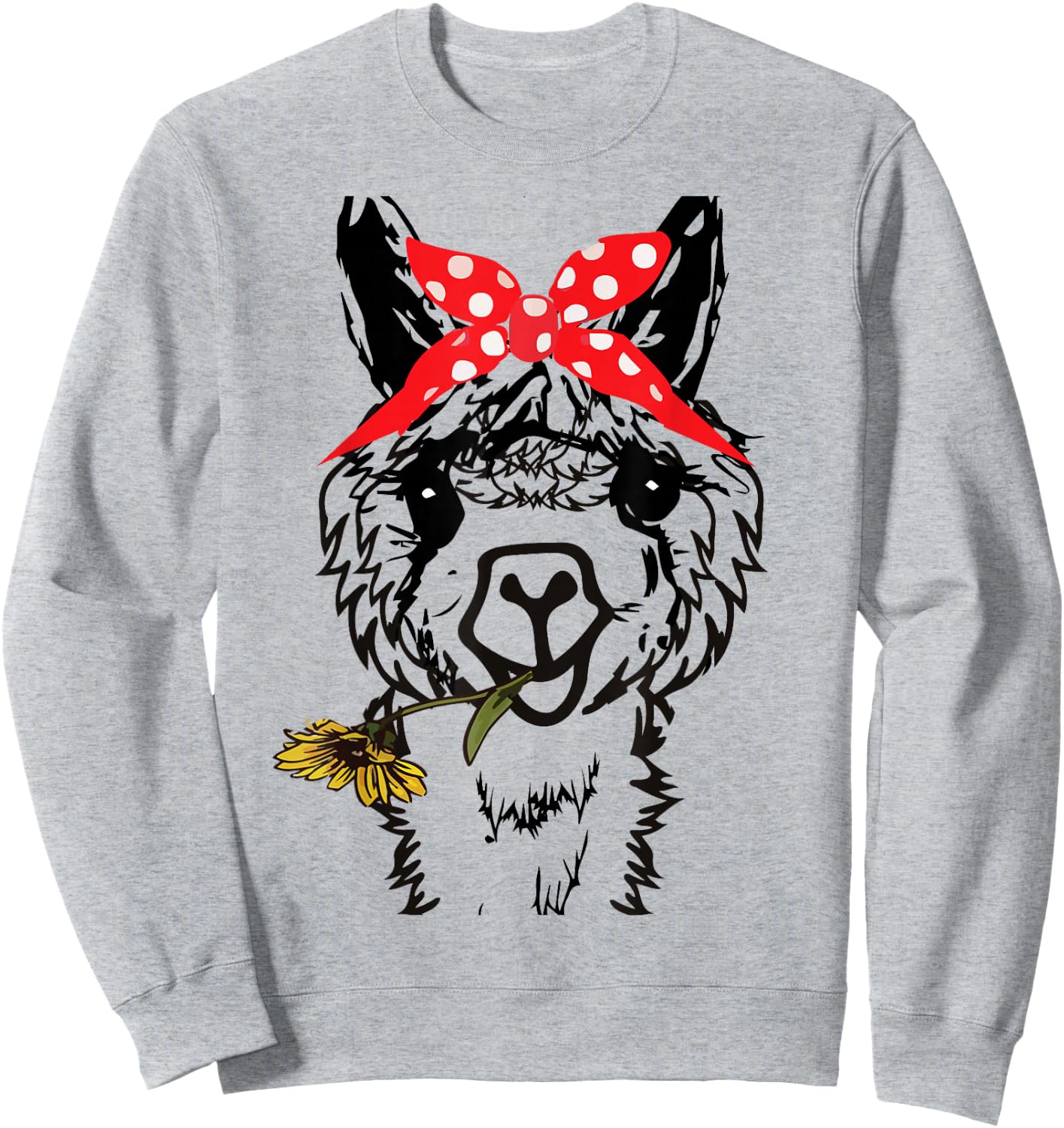 Women's Llama Bandana - Alpaca Llama Animal Graphics Funny Sweatshirt - Sweatshirt | Ash