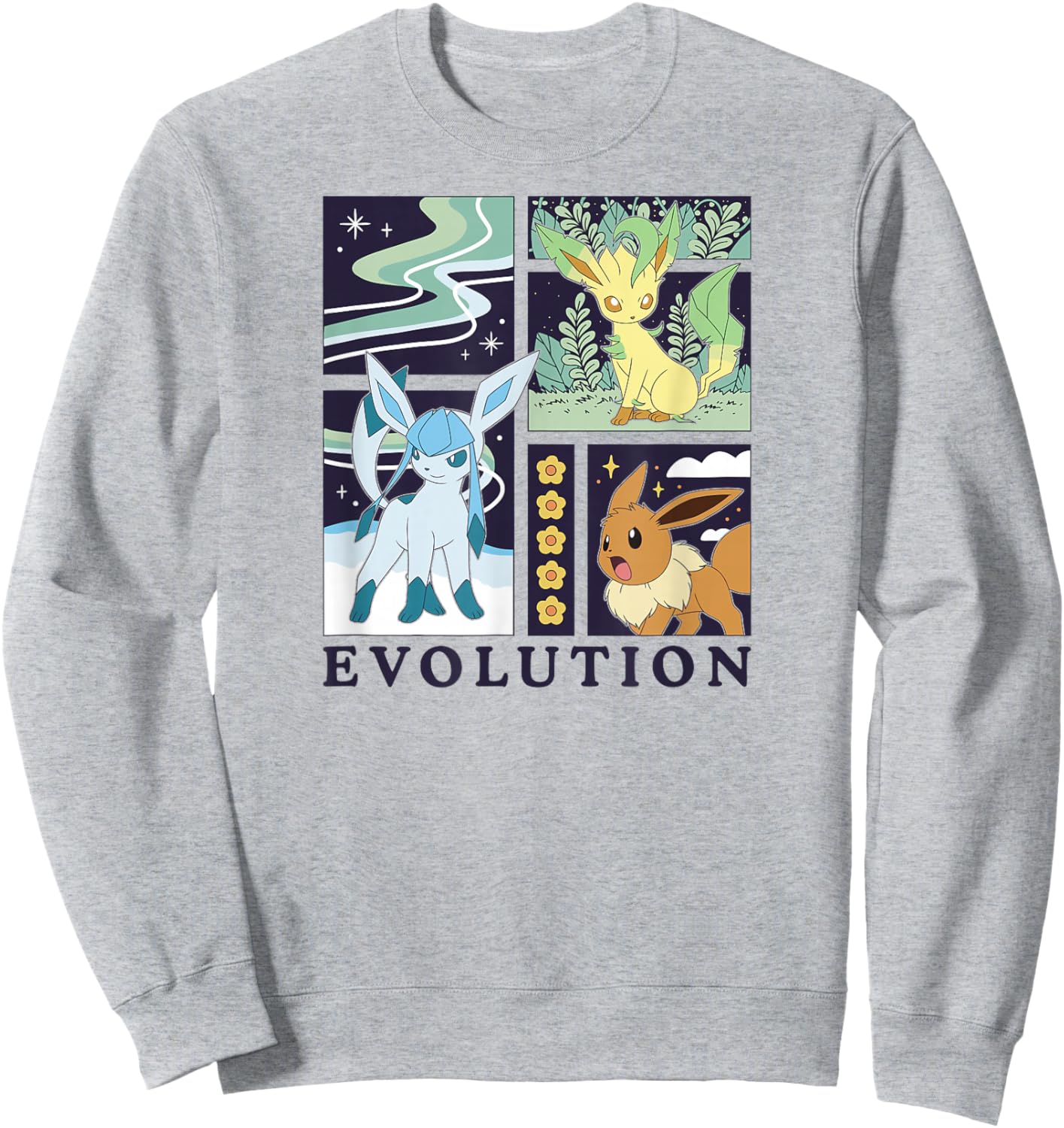 Pokémon - Eevee Glaceon Leafeon Evolution Ice Grass Normal Sweatshirt - Sweatshirt | Ash
