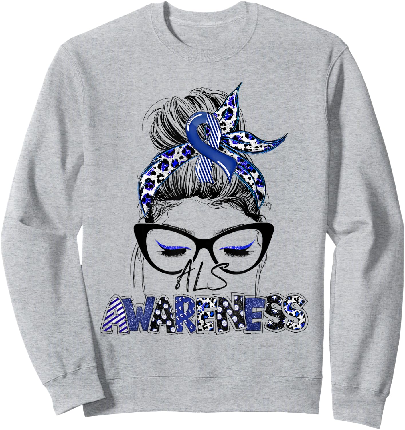 Classy Leopard Pattern ALS Awareness Sweatshirt - Sweatshirt | Ash