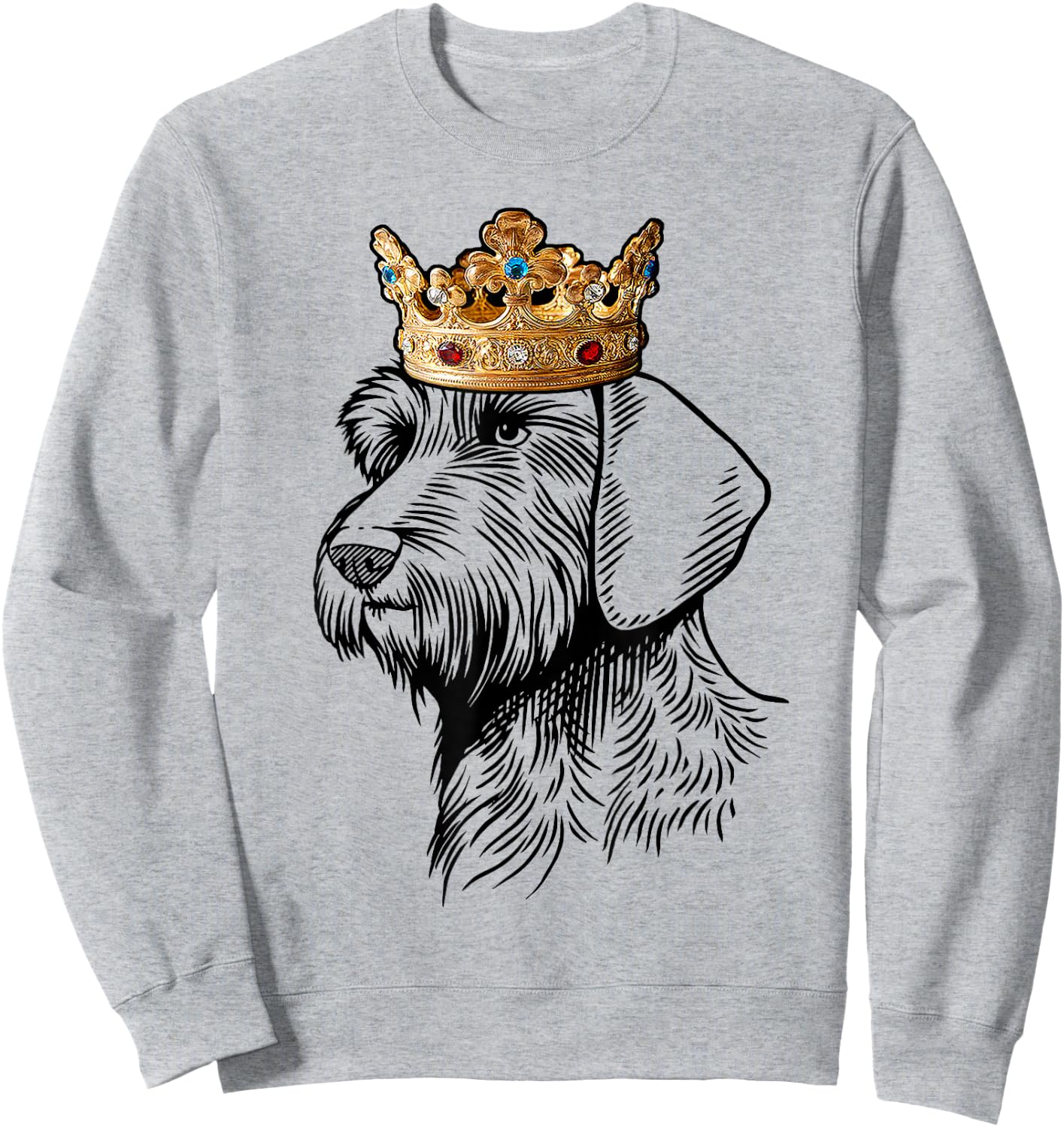 Wirehaired Dachshund Dog Wearing Crown Men Women Kids Sweatshirt - Sweatshirt | Ash
