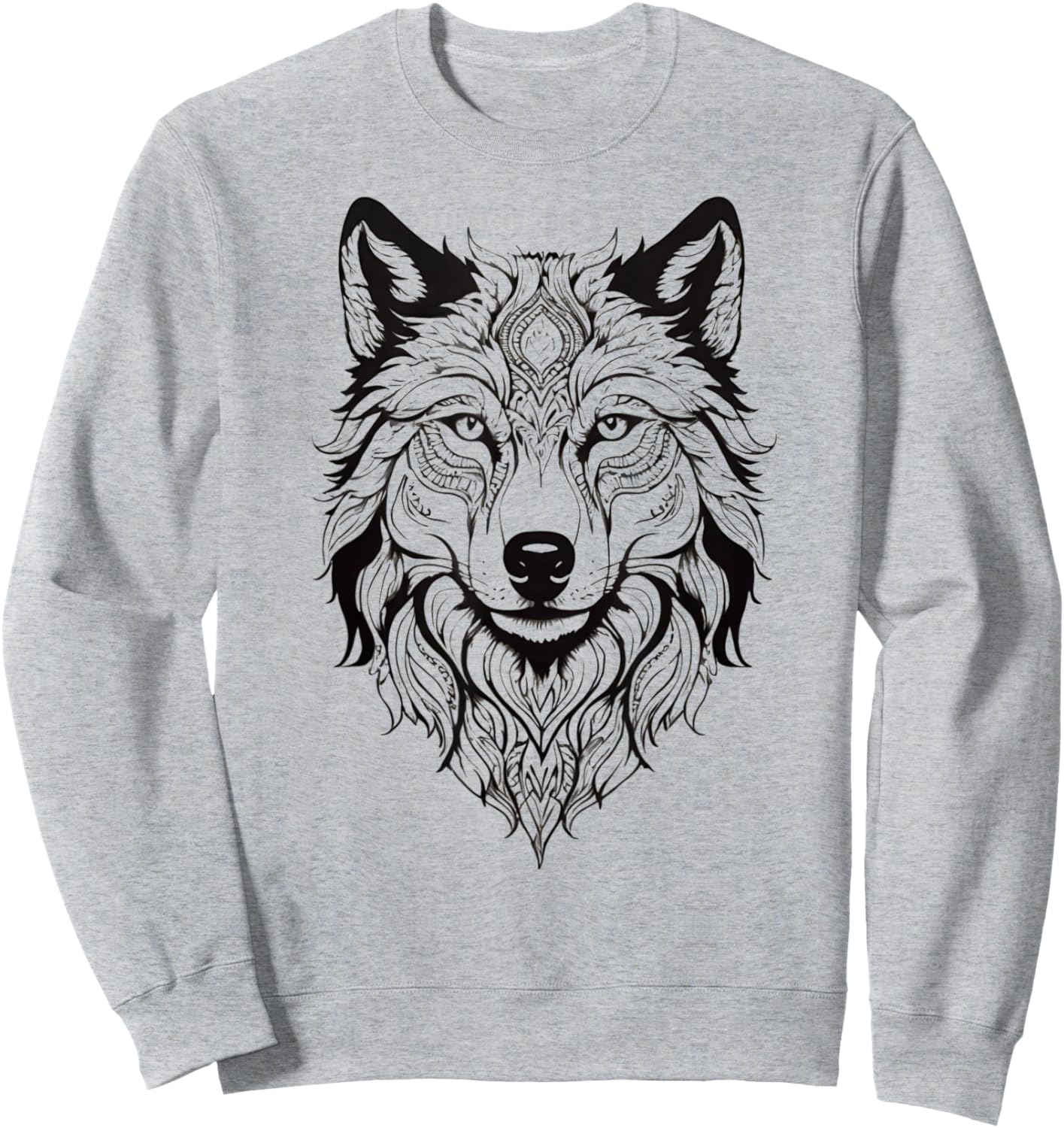 Floral Wolf Vintage Flowers Wolf Face for Wolves Lover Sweatshirt - Sweatshirt | Ash