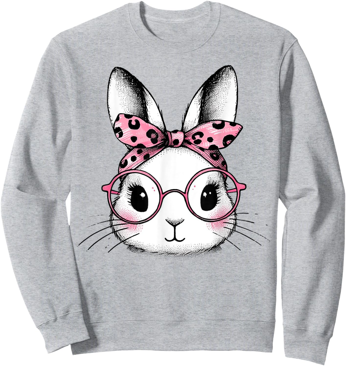 Bunny Easter Day Pink Bandana Glasses Rabbit Women Girl Kid Sweatshirt - Sweatshirt | Ash