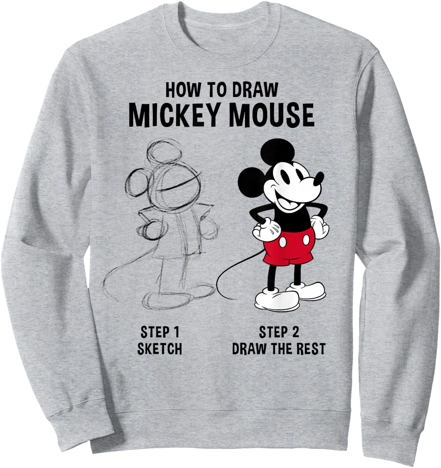 Disney Mickey And Friends How To Draw Mickey Mouse Sweatshirt - Sweatshirt | Ash