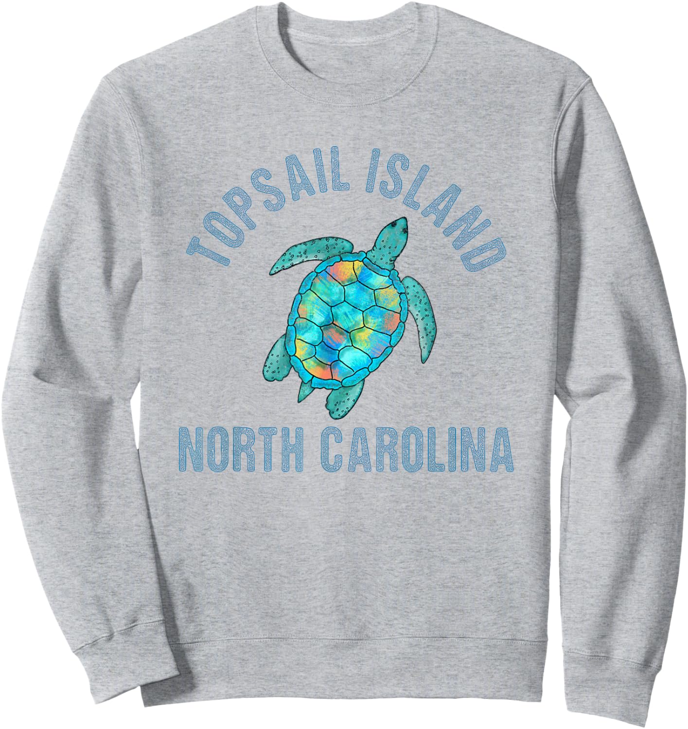 Topsail Island Beach Design / Sea Turtle Illustration Gift Sweatshirt - Sweatshirt | Ash