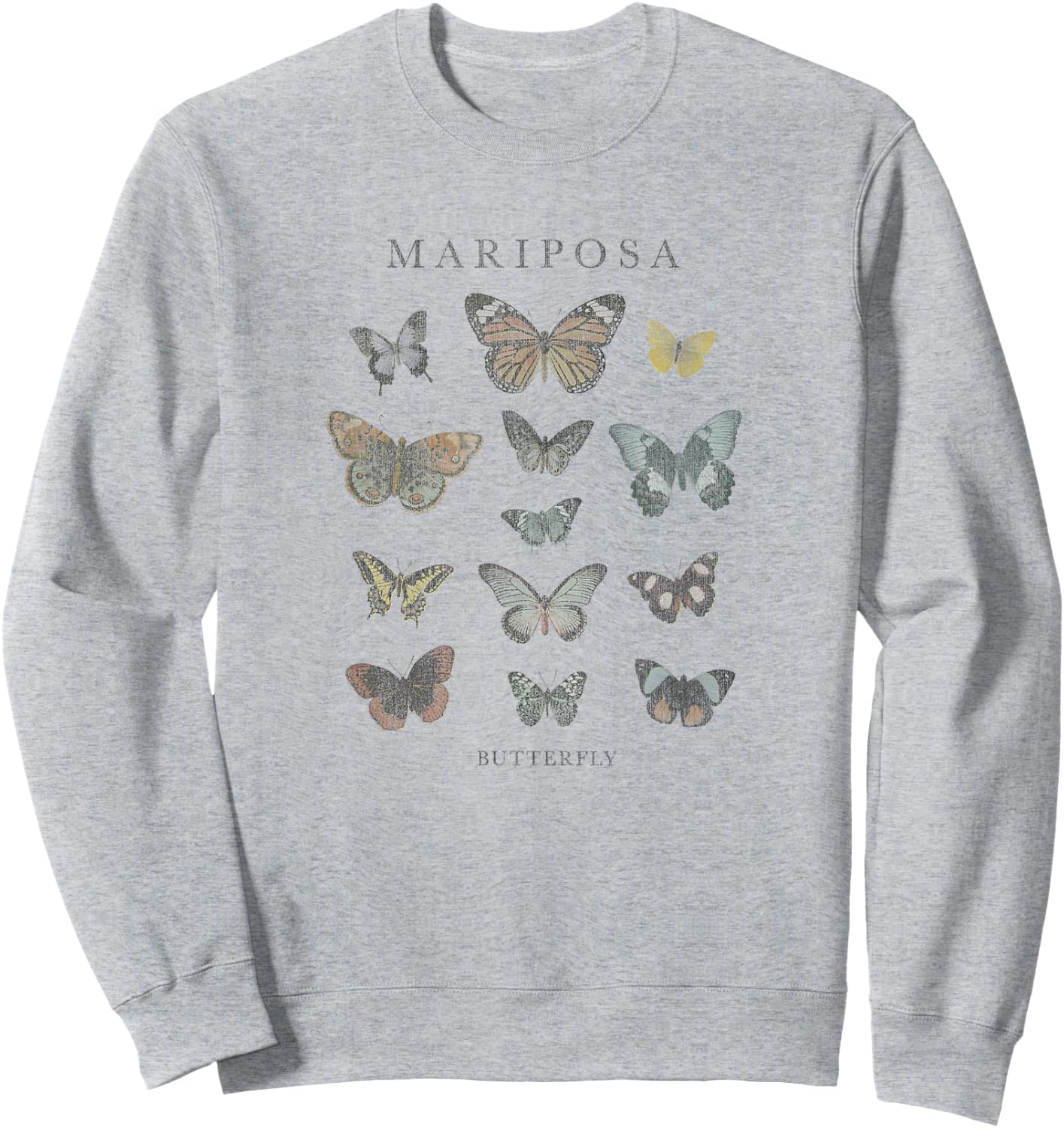 Fifth Sun Mariposa Butterfly Portrait Grid Sweatshirt - Sweatshirt | Ash