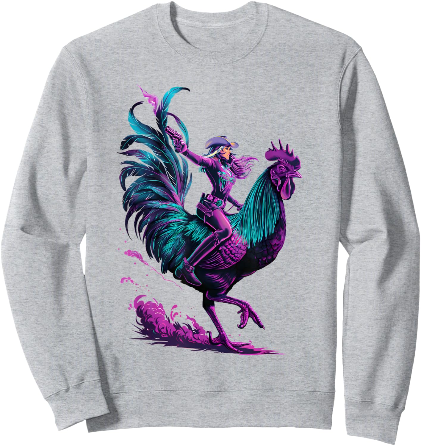 Cowgirl Riding Chicken Sweatshirt - Sweatshirt | Ash