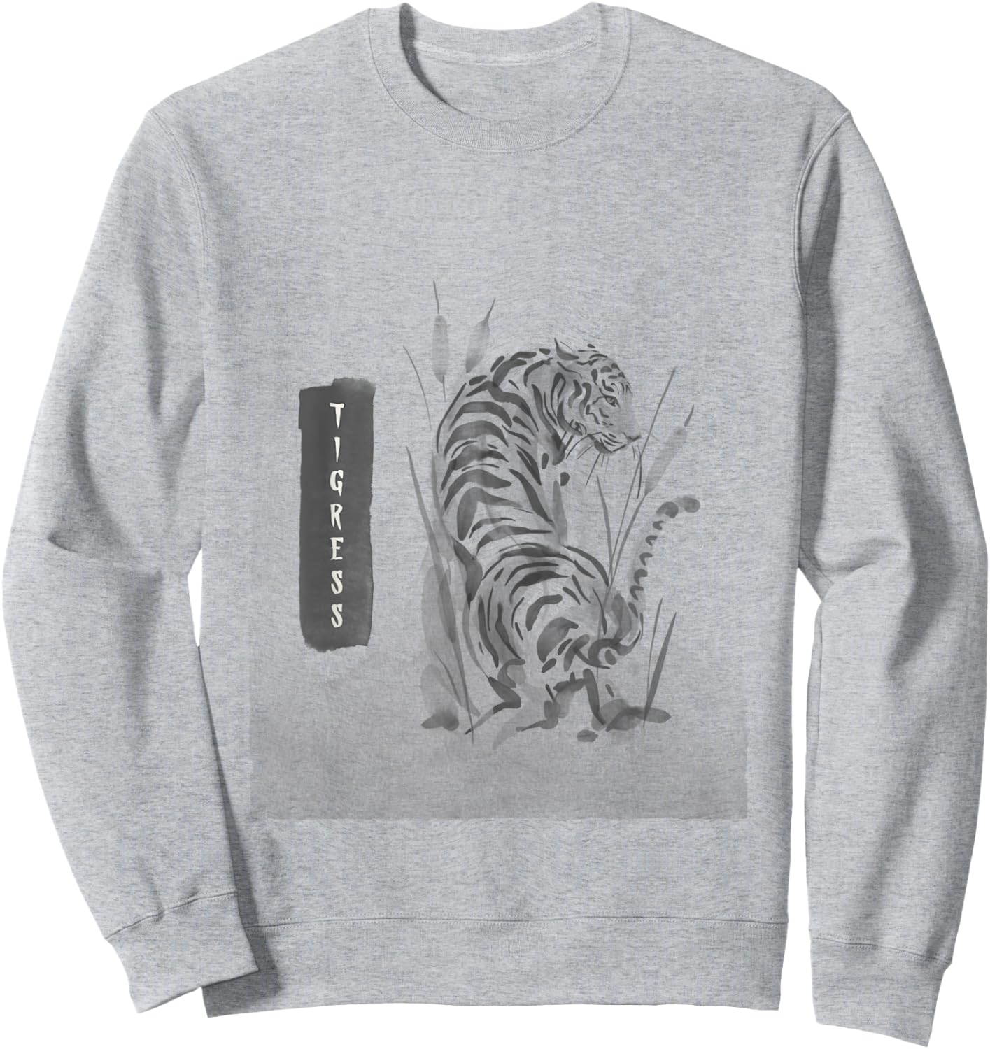 Women Tiger Graphic Summer Top Asian Inspired Tigress Gift Sweatshirt - Sweatshirt | Ash