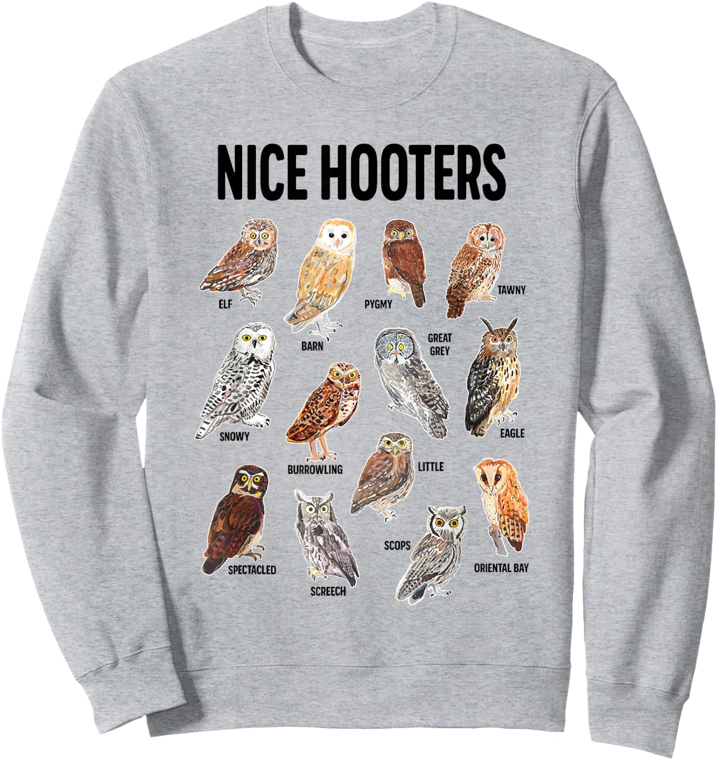 Nice Hooters Owl Pun Joke Funny Bird Watching Birdwatcher Sweatshirt - Sweatshirt | Ash
