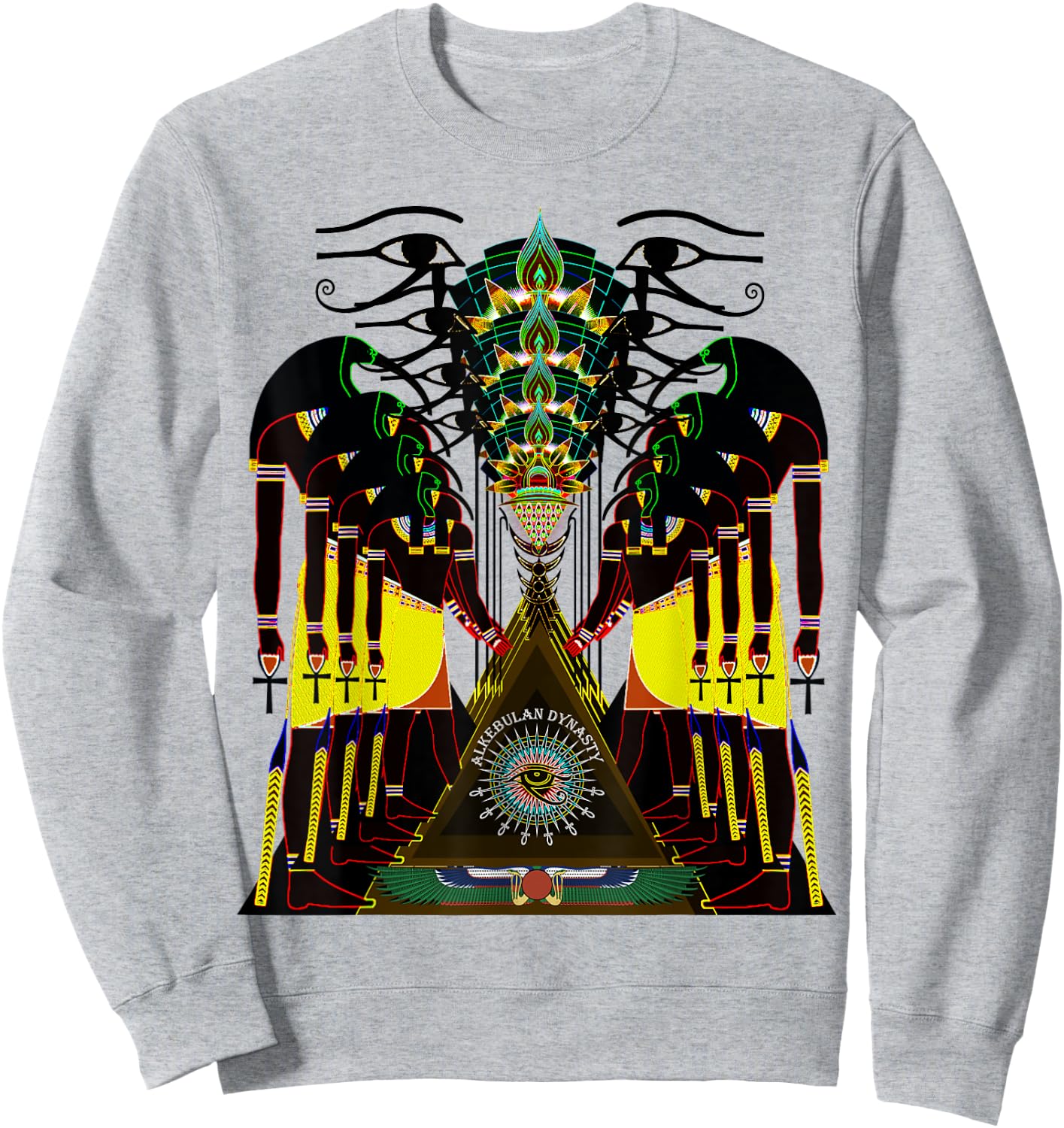 Psychedelic Fractal Ancient Egyptian God Thoth Tehuti Sweatshirt - Sweatshirt | Ash