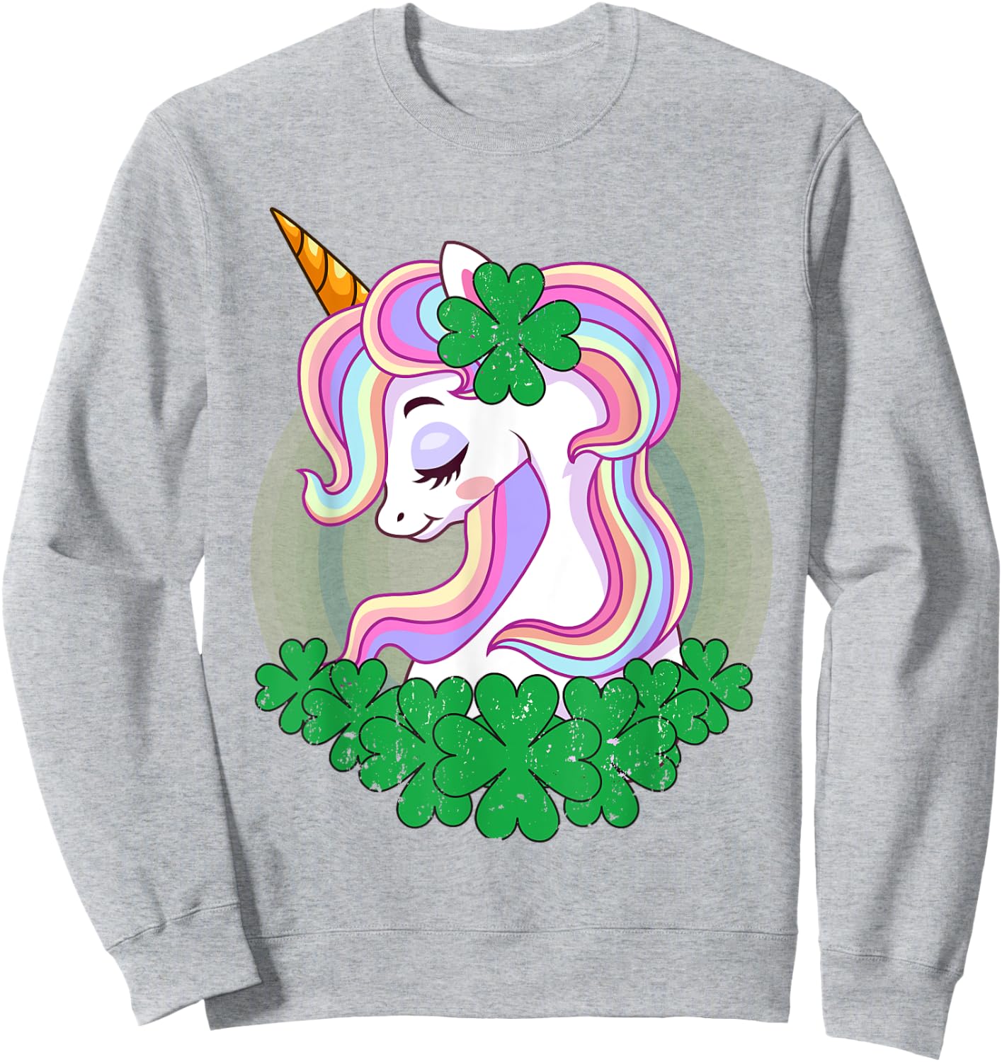 St Patricks Day Unicorn Shamrock Pattys Toddler Kid Girls Sweatshirt - Sweatshirt | Ash