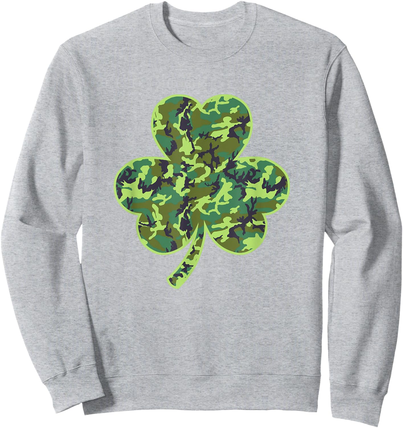 Camo Shamrock Camouflage Hunt St Patrick's Good Luck Hunting Sweatshirt - Sweatshirt | Ash