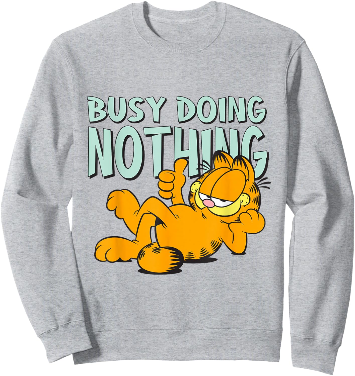 Garfield Classic Laying Down Busy Doing Nothing Thumbs Up Sweatshirt - Sweatshirt | Ash