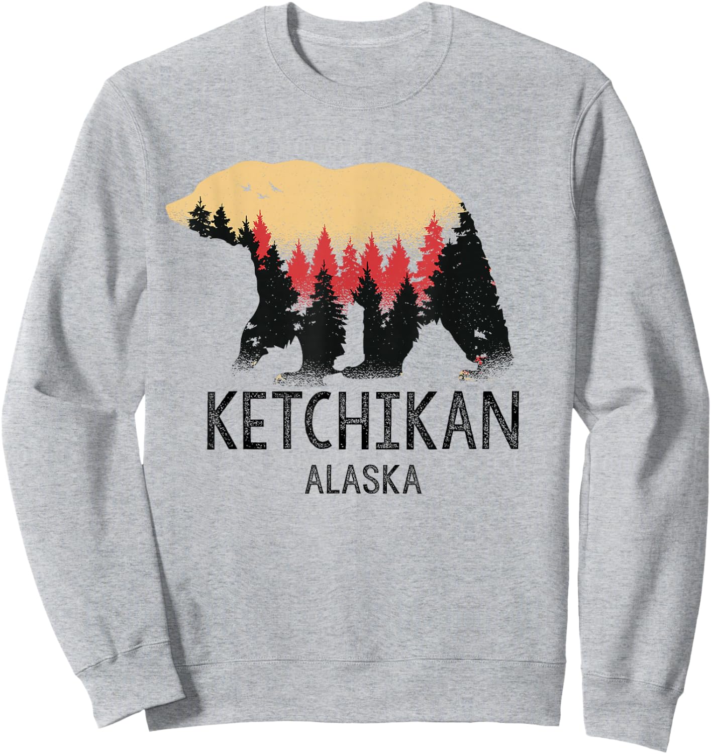 Ketchikan Alaska Vintage Grizzly Bear Nature Souvenir Gift Sweatshirt - Sweatshirt | Ash