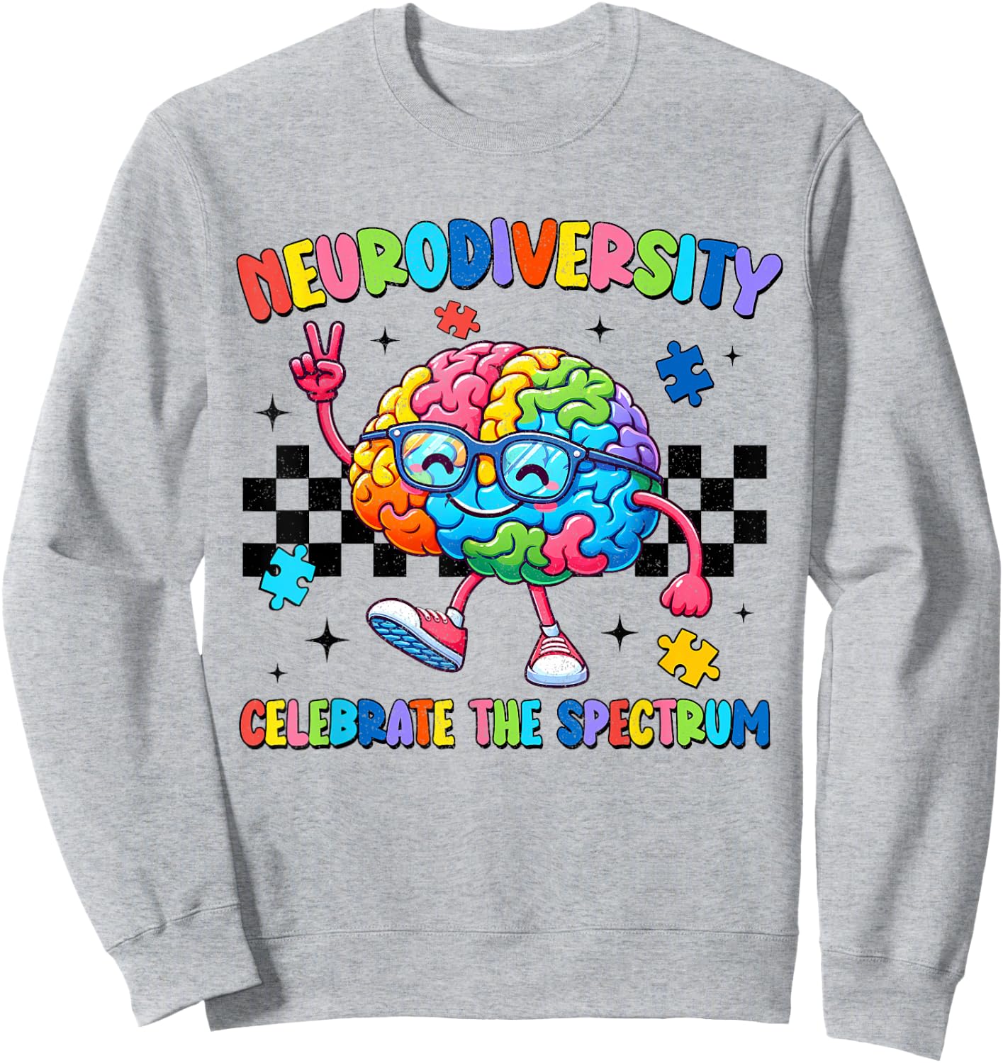 Neurodiversity Brain Autism Awareness ASD ADHD Men Women Kid Sweatshirt - Sweatshirt | Ash