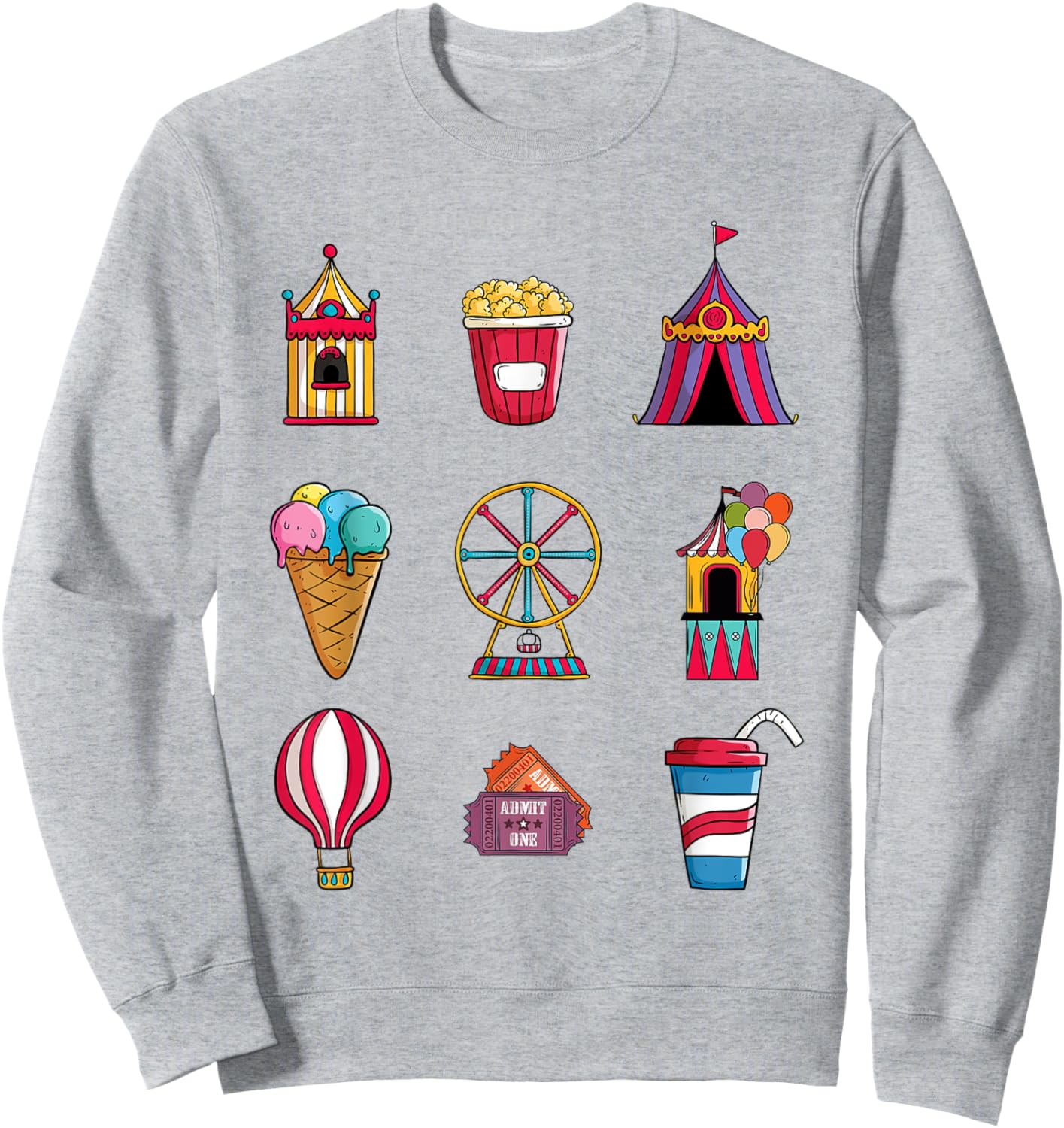 Funny State Fair With Ice Cream Ferris Wheel And Circus Tent Sweatshirt - Sweatshirt | Ash