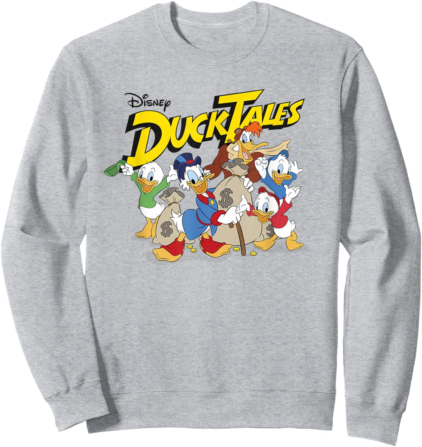 Disney DuckTales Main Cast with Money Bags Group Shot Sweatshirt - Sweatshirt | Ash