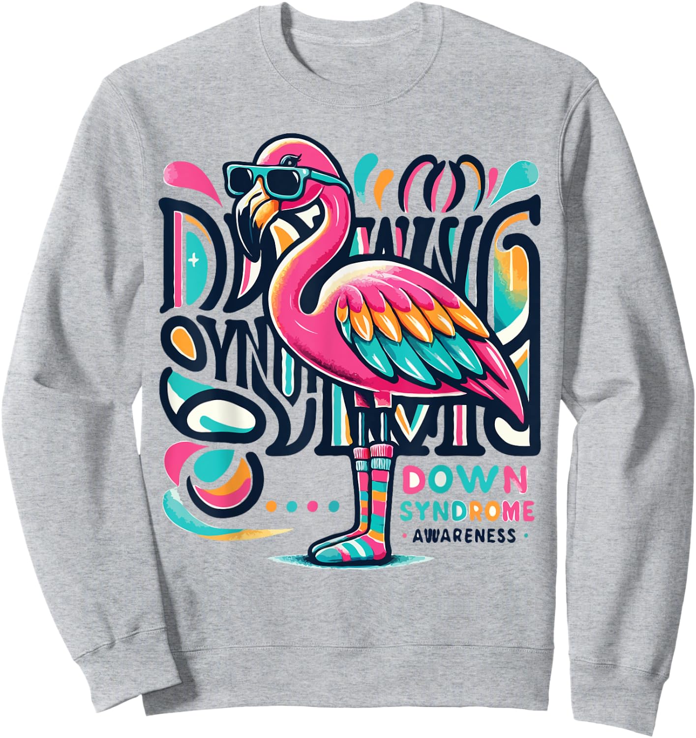 Flamingo Down Syndrome Awareness Adult Health Women Kids Sweatshirt - Sweatshirt | Ash