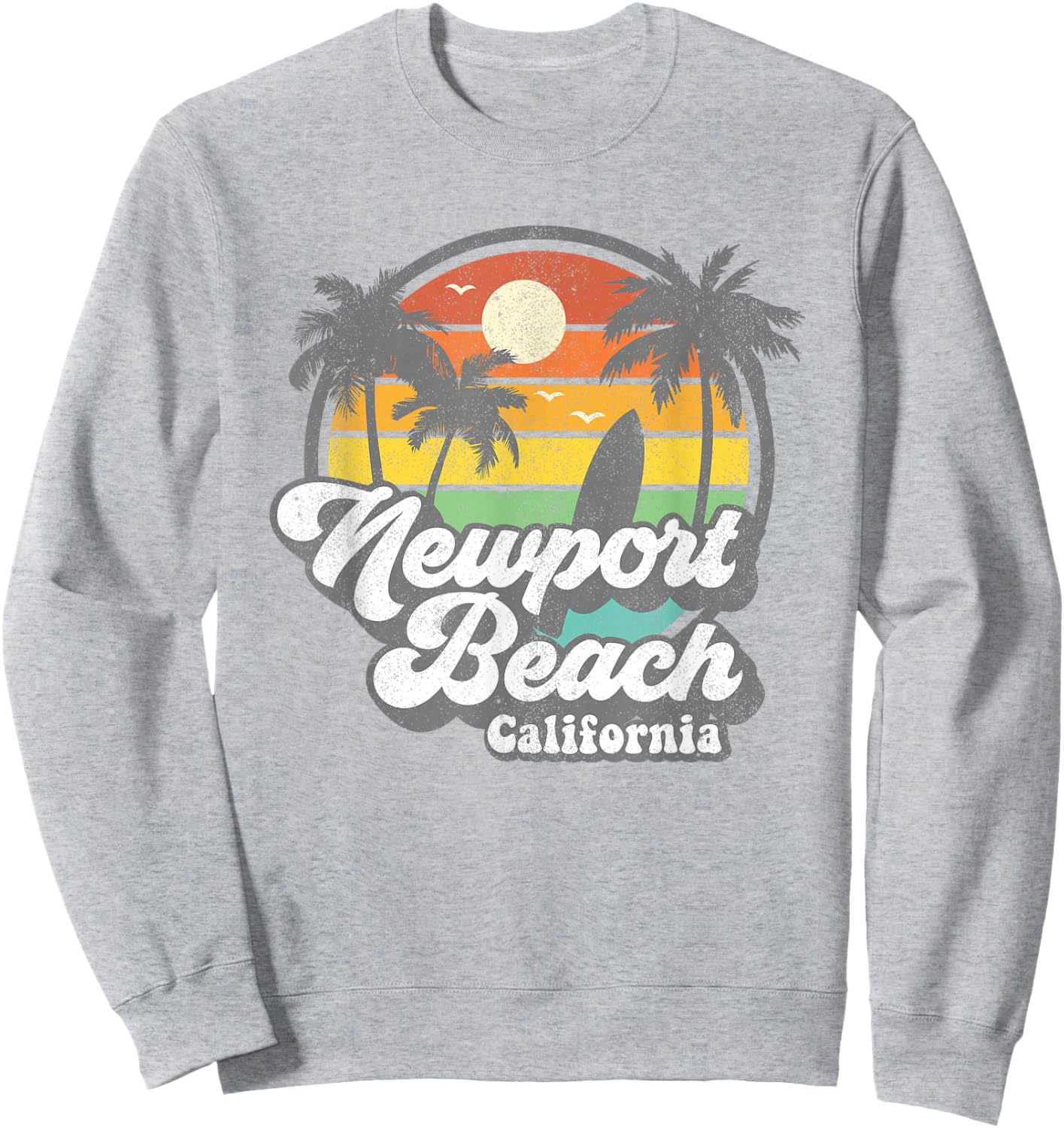 Vintage Newport Beach California CA Surfing Retro Surf Gift Sweatshirt - Sweatshirt | Ash