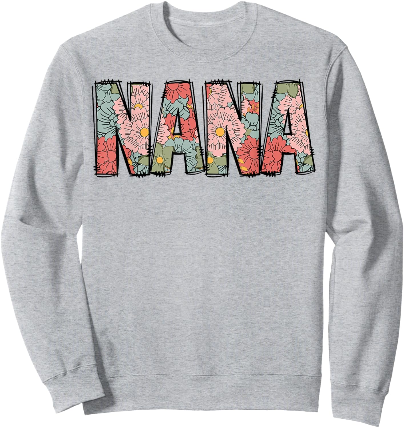 Retro Nana Colorful Flowers Groovy Daisy Flower Sweatshirt - Sweatshirt | Ash