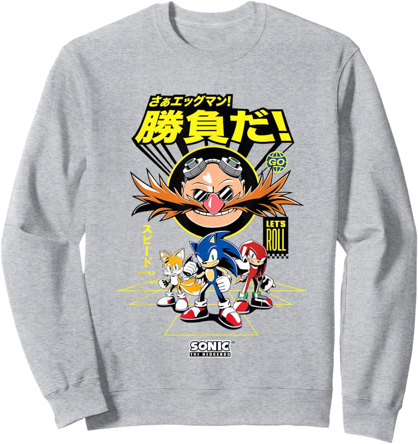 Sonic The Hedgehog Come On Eggman! Kanji Group Shot Sweatshirt - Sweatshirt | Ash