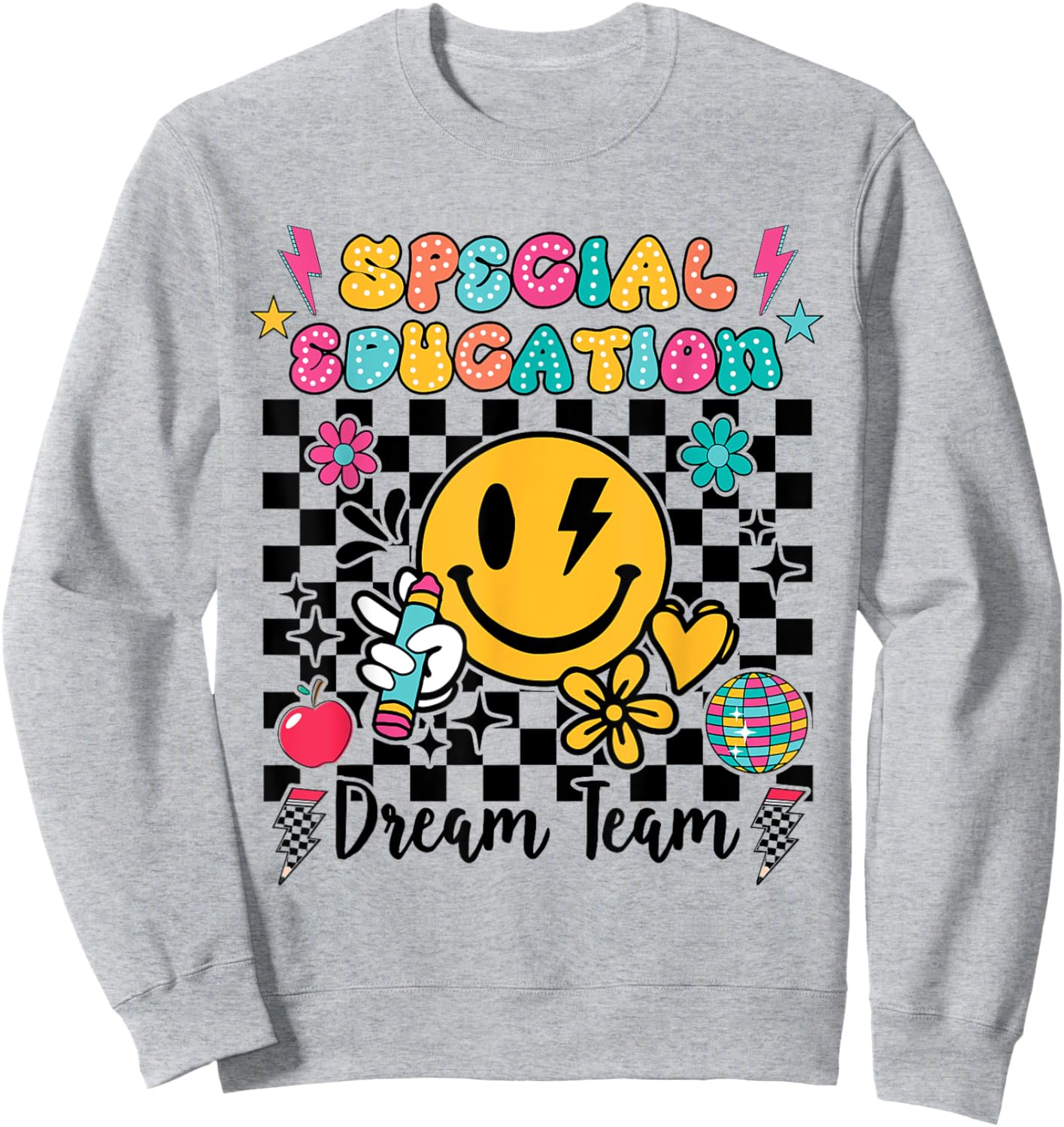 Retro Special Education Squad Groovy Dream Team Teacher Sweatshirt - Sweatshirt | Ash