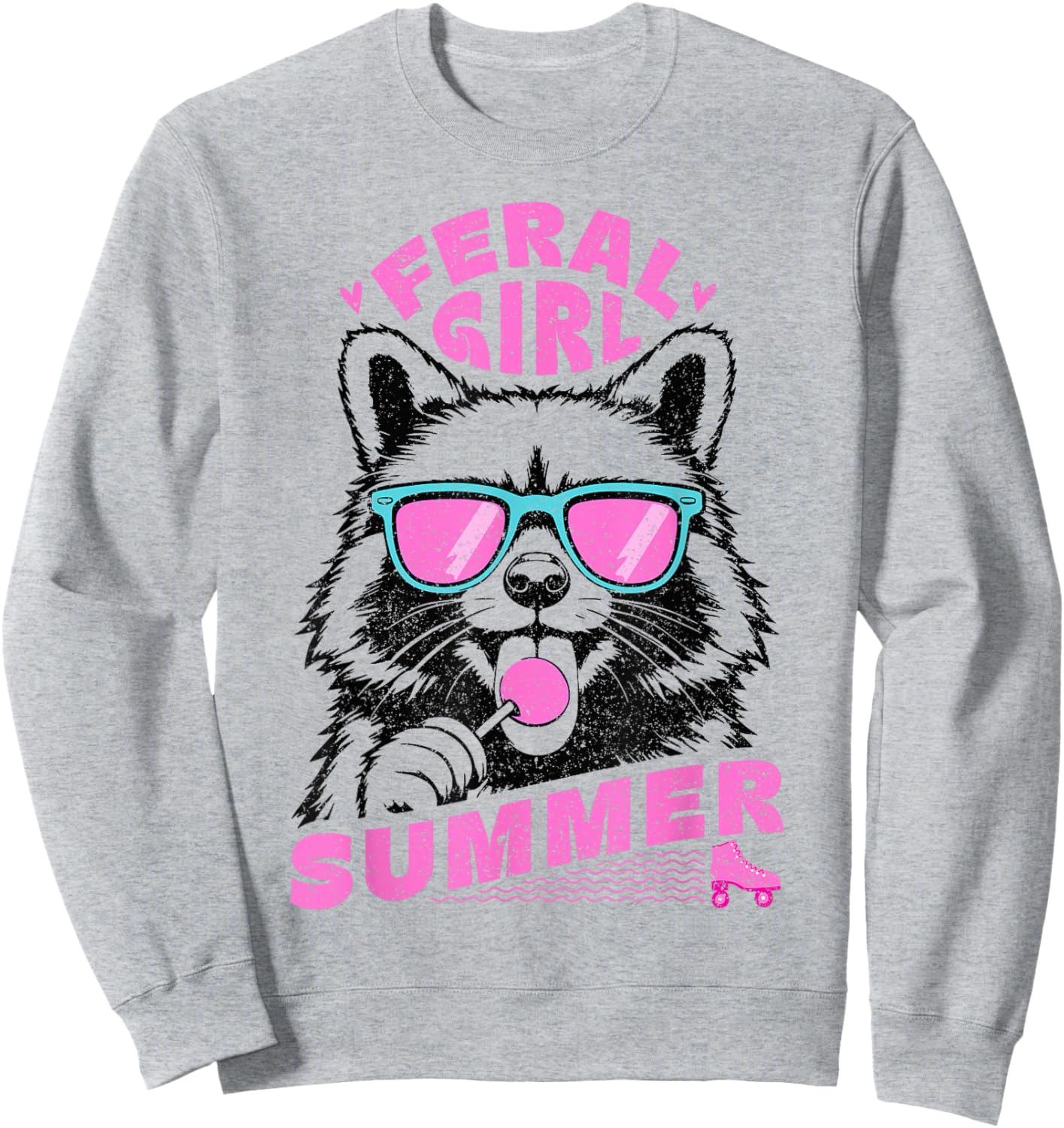 Feral Girl Summer Raccoon Vintage Sweatshirt - Sweatshirt | Ash
